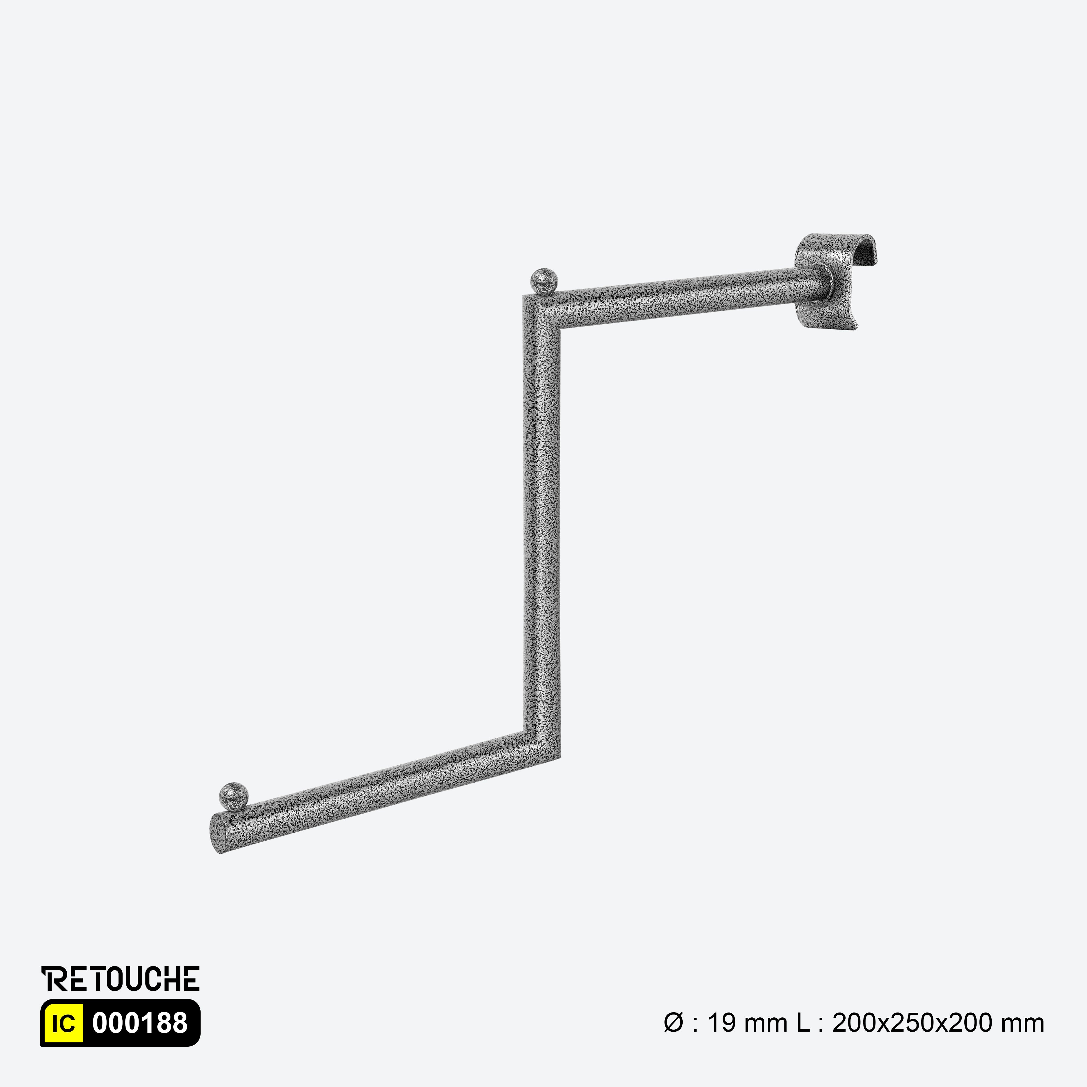 Stepped Display Hook for Oval Crossbar, with Beads, Metal