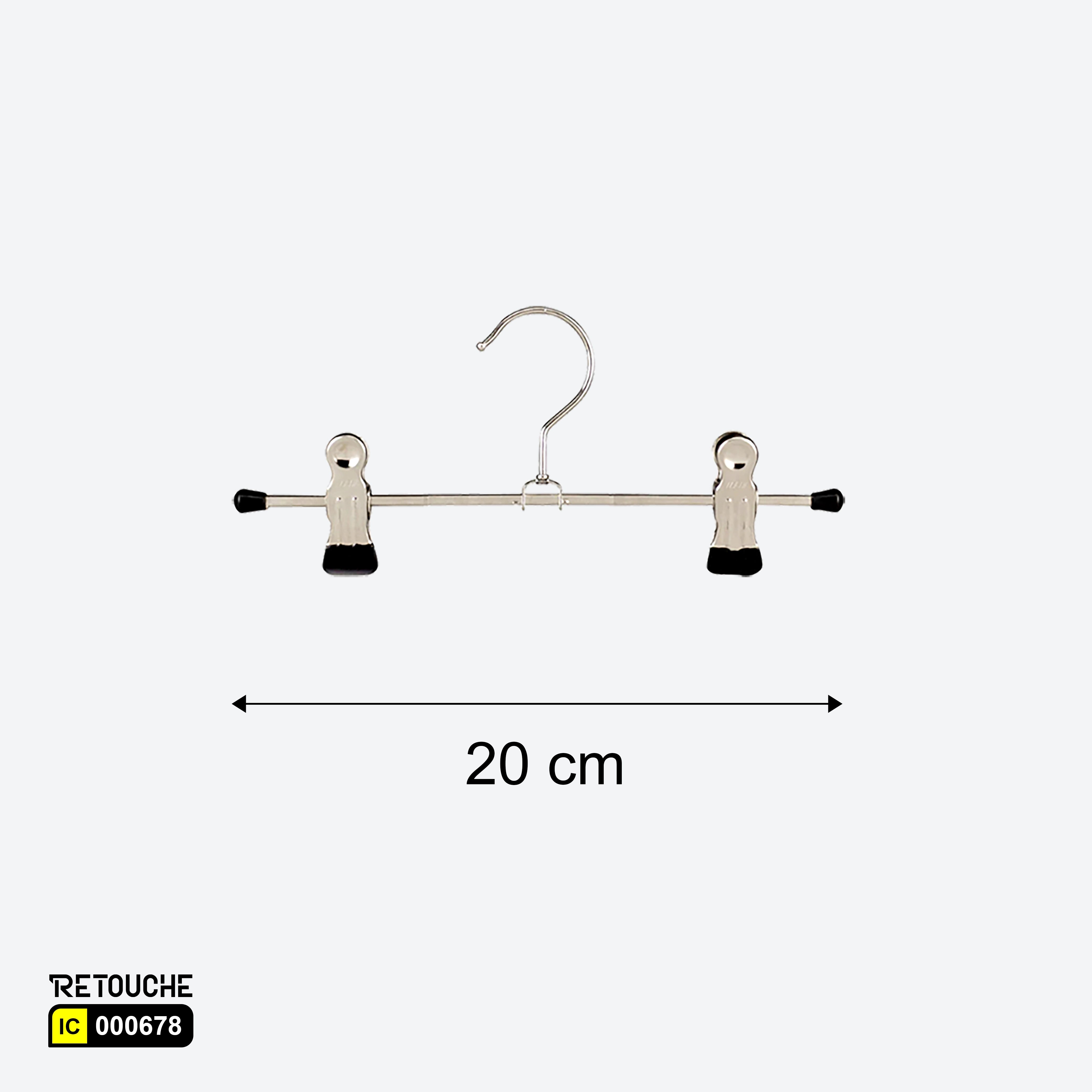 Metal Clothes Hanger, Chrome Finish, with Dual Clips
