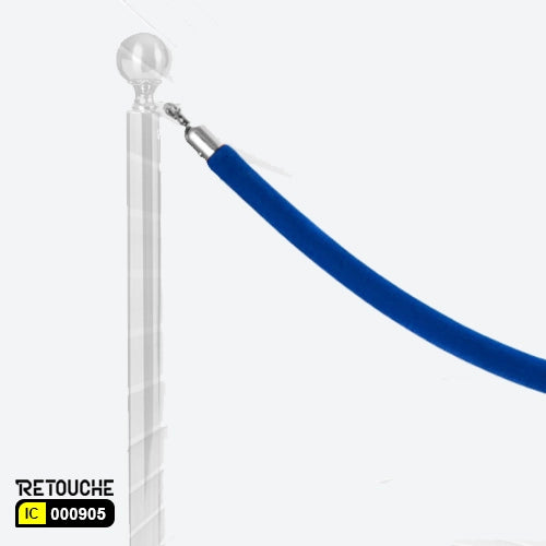 Blue Velvet Queue Rope with Silver Hooks (Td-150-S)