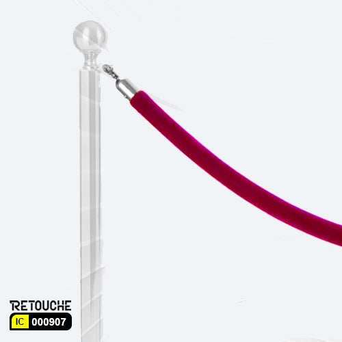 Red Velvet Queue Rope with Silver Hooks (Td-150-S)