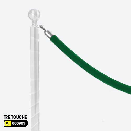 Green Velvet Queue Rope with Silver Hooks (Td-150-S)