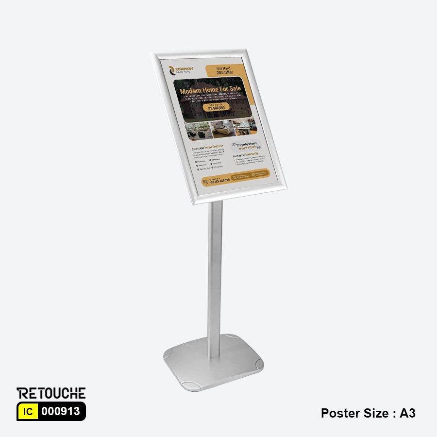Metal Advertising Poster Display Floor Stand, Snap-Frame, Poster