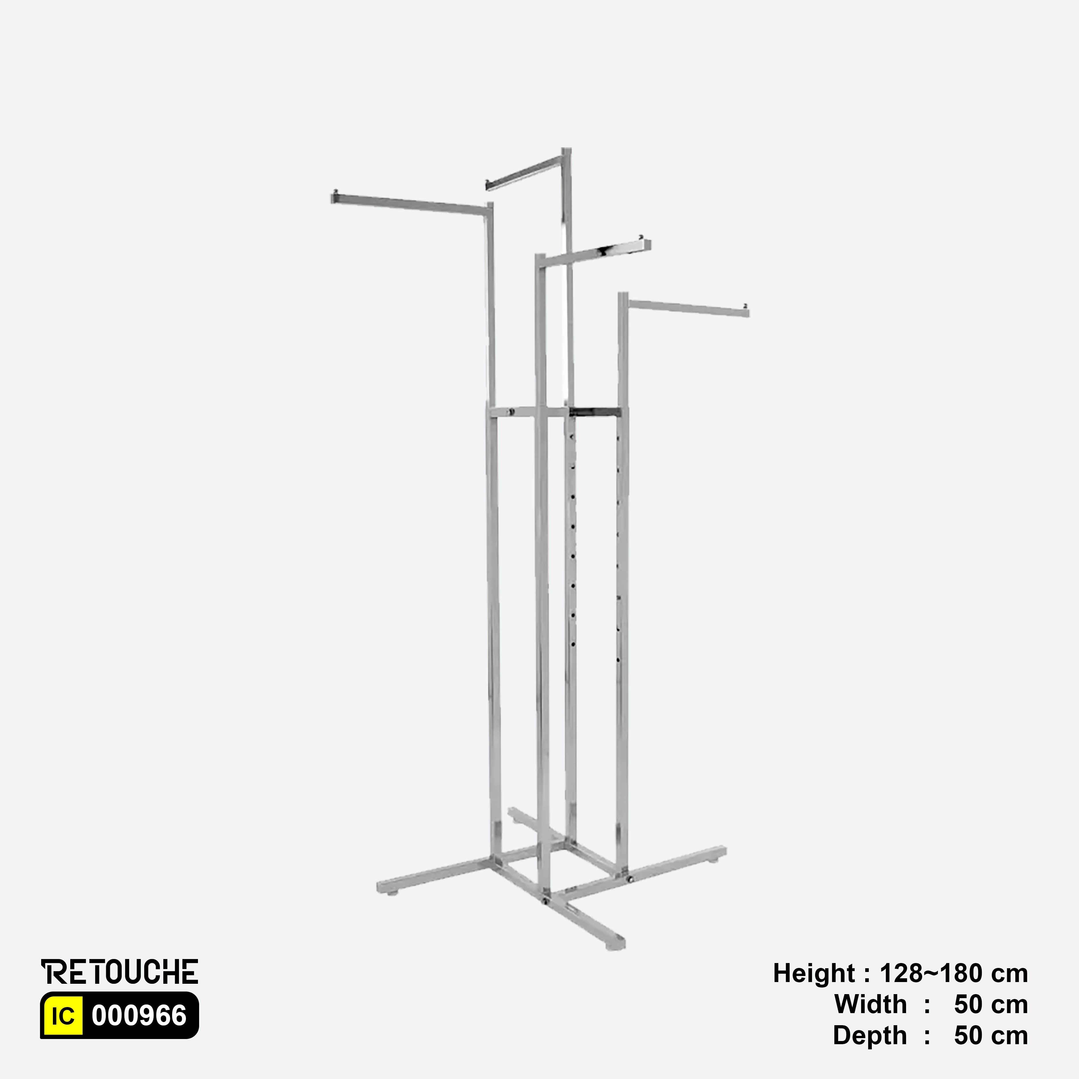 Garment Clothes Rack Stand, 4 Way Arms, Full Chrome