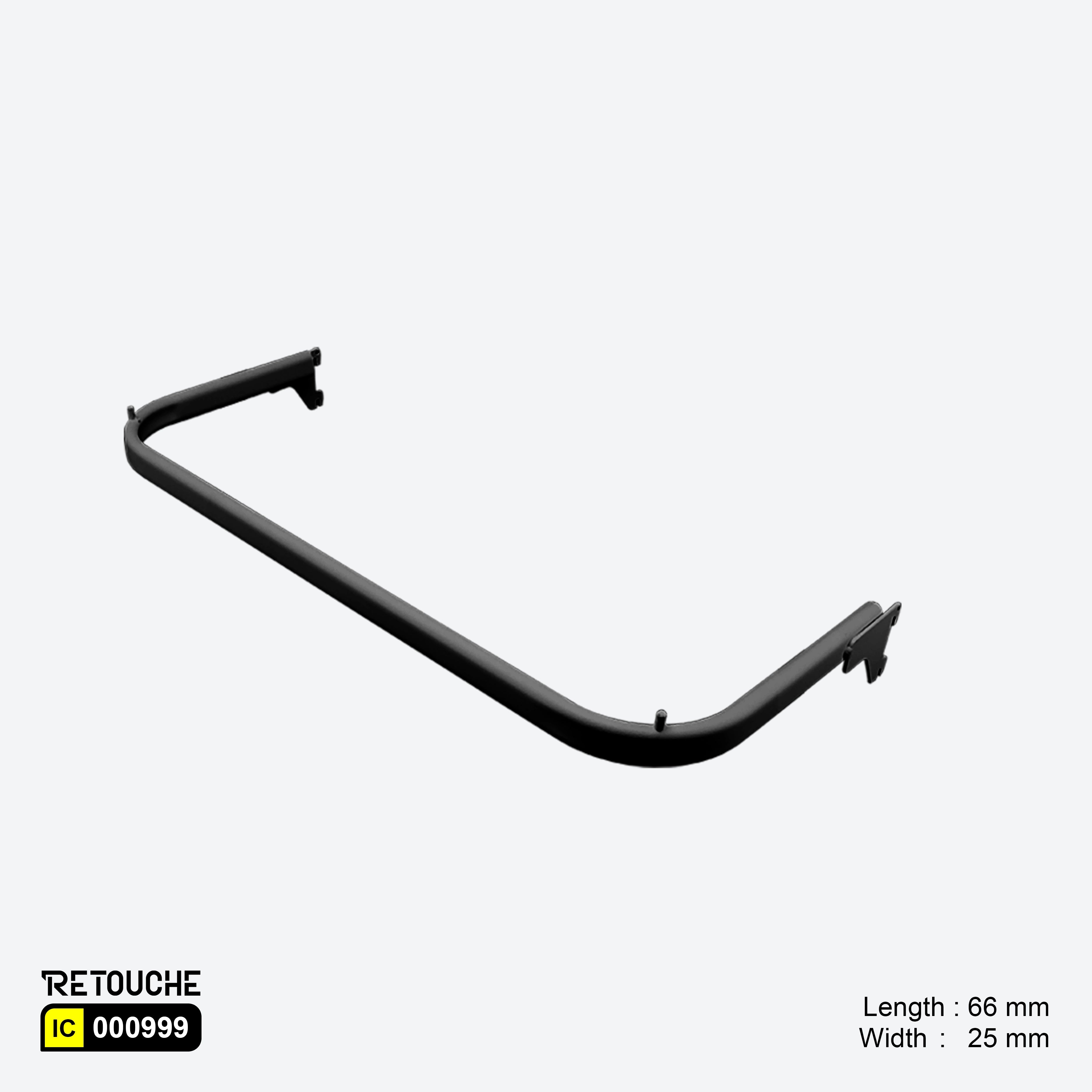 U-Shaped Oval Tube Bar for Upright System, with 2 Pins, Metal, Black