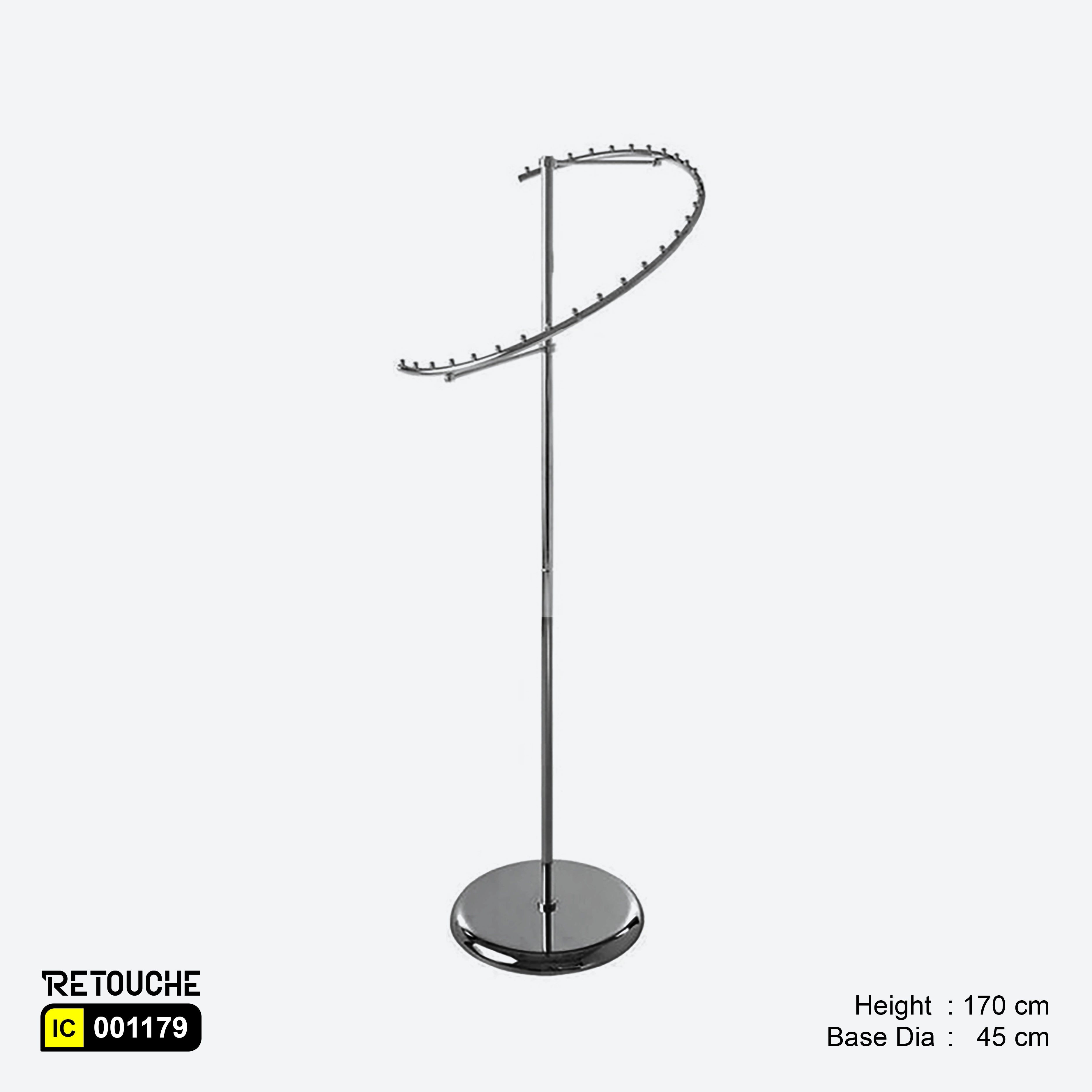 Spiral Clothes Rack Stand, with 29 balls stops, Chrome Finish