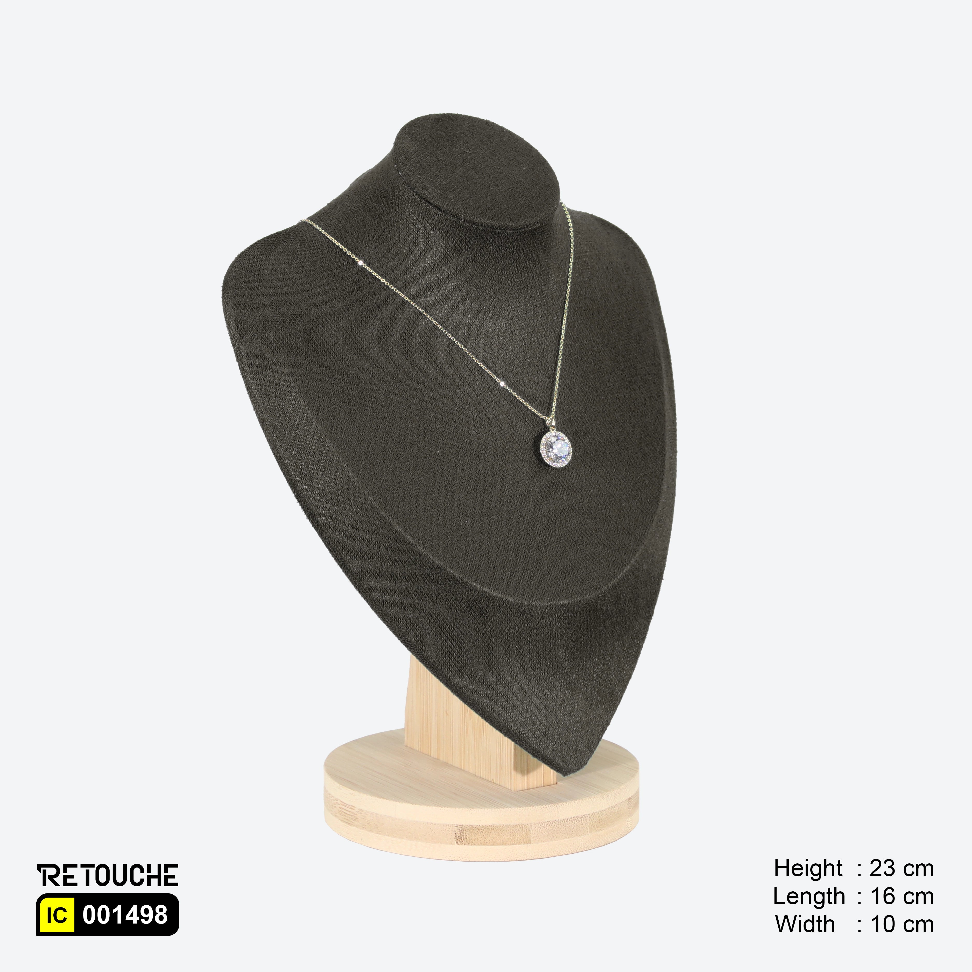 Jewelry Mannequin Bust Display for Necklace , Velvet Dark Grey