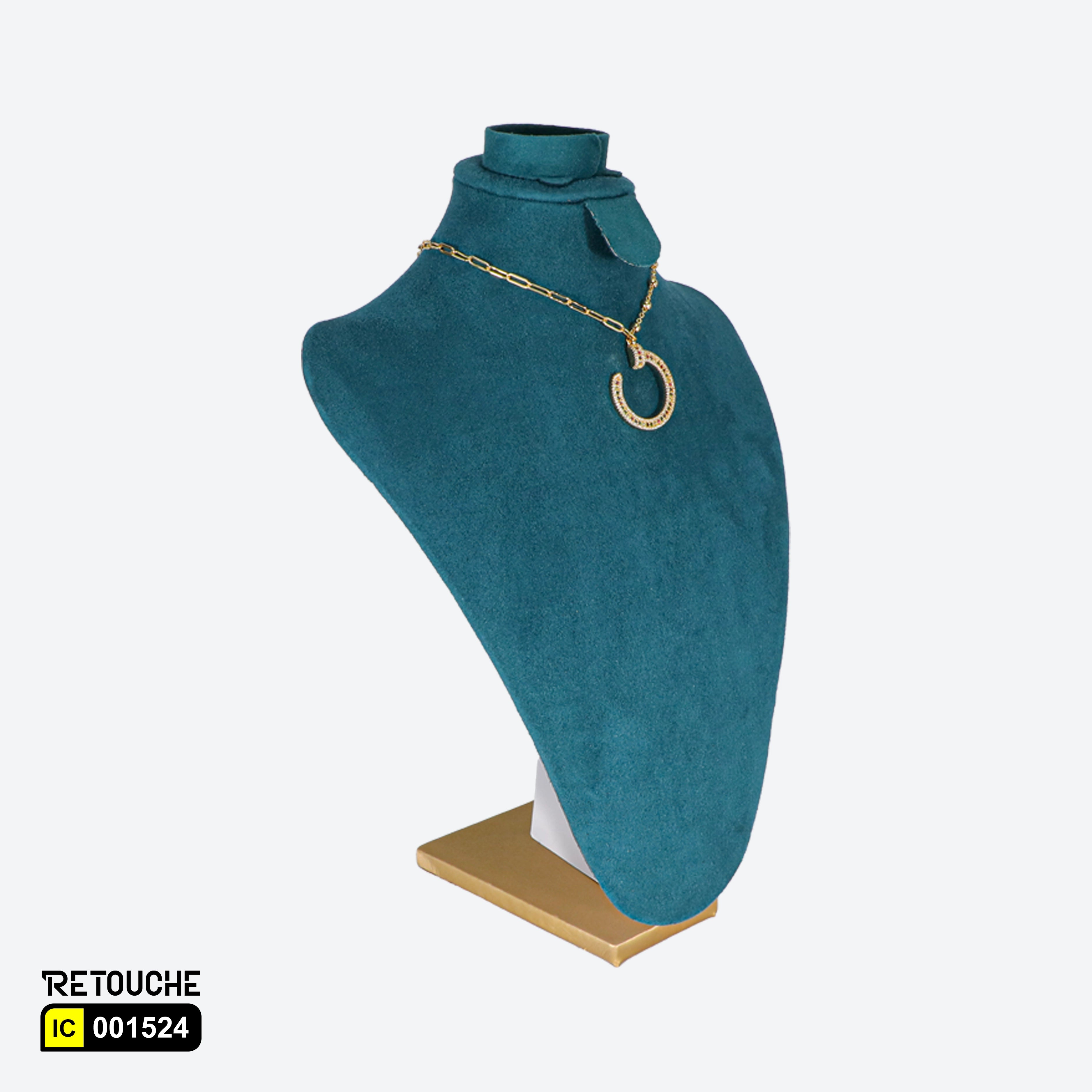 Jewelry Mannequin Bust Display for Necklace , Big, Green Velvet