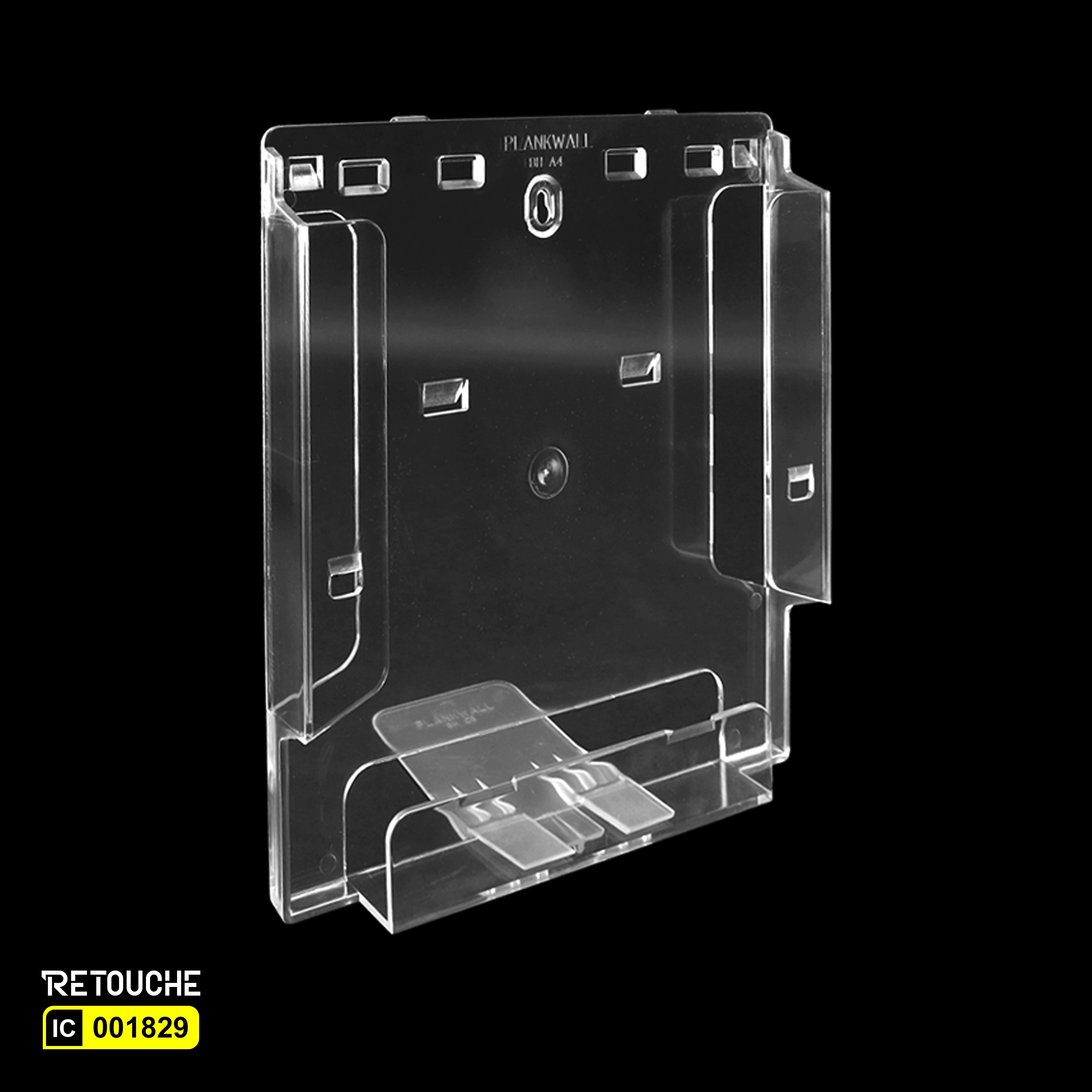 Brochure Holder, Clear Plastic, Wall Mounted or on Countertop