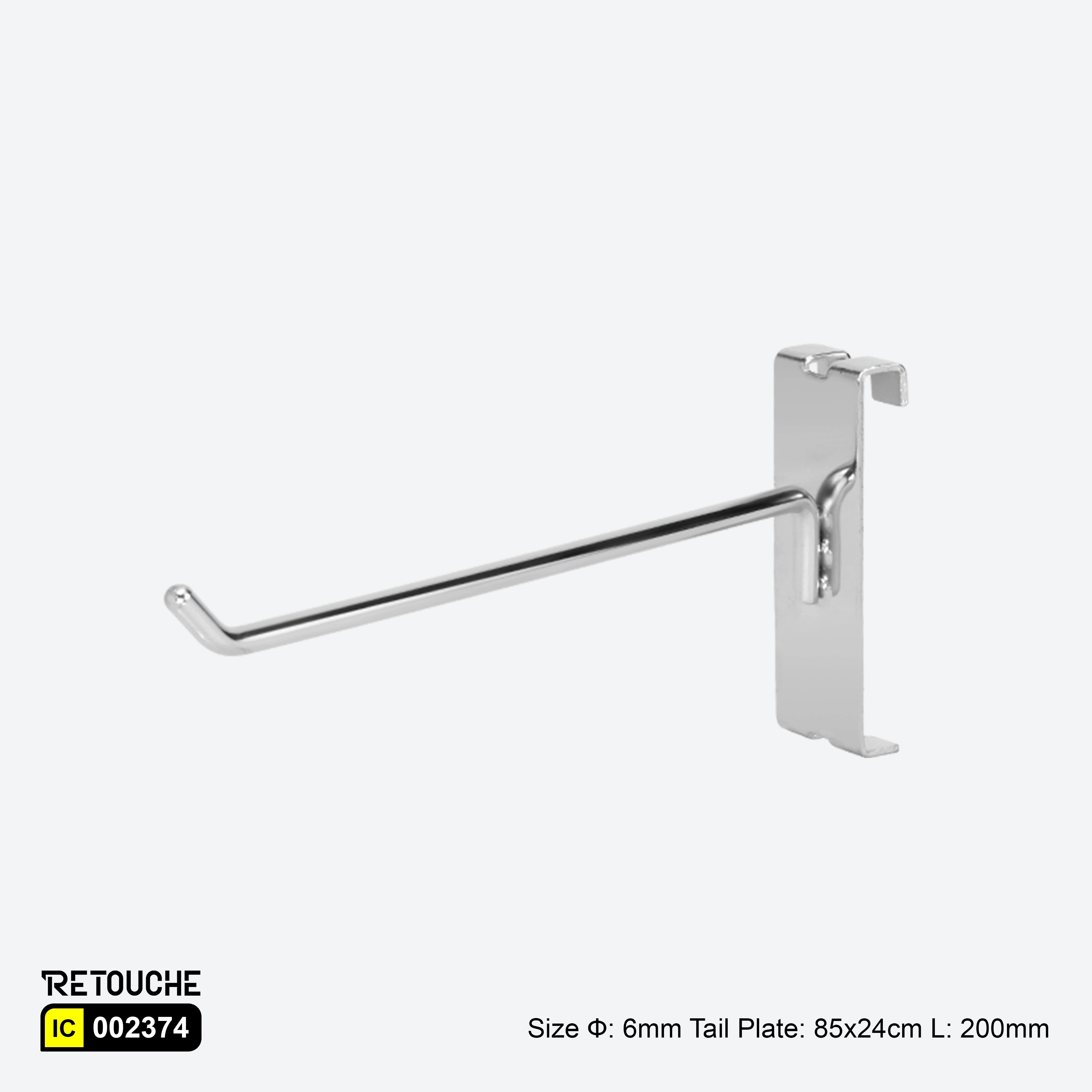 Single Prong Display Hook for Gridwall Panel, Metal ,Chrome