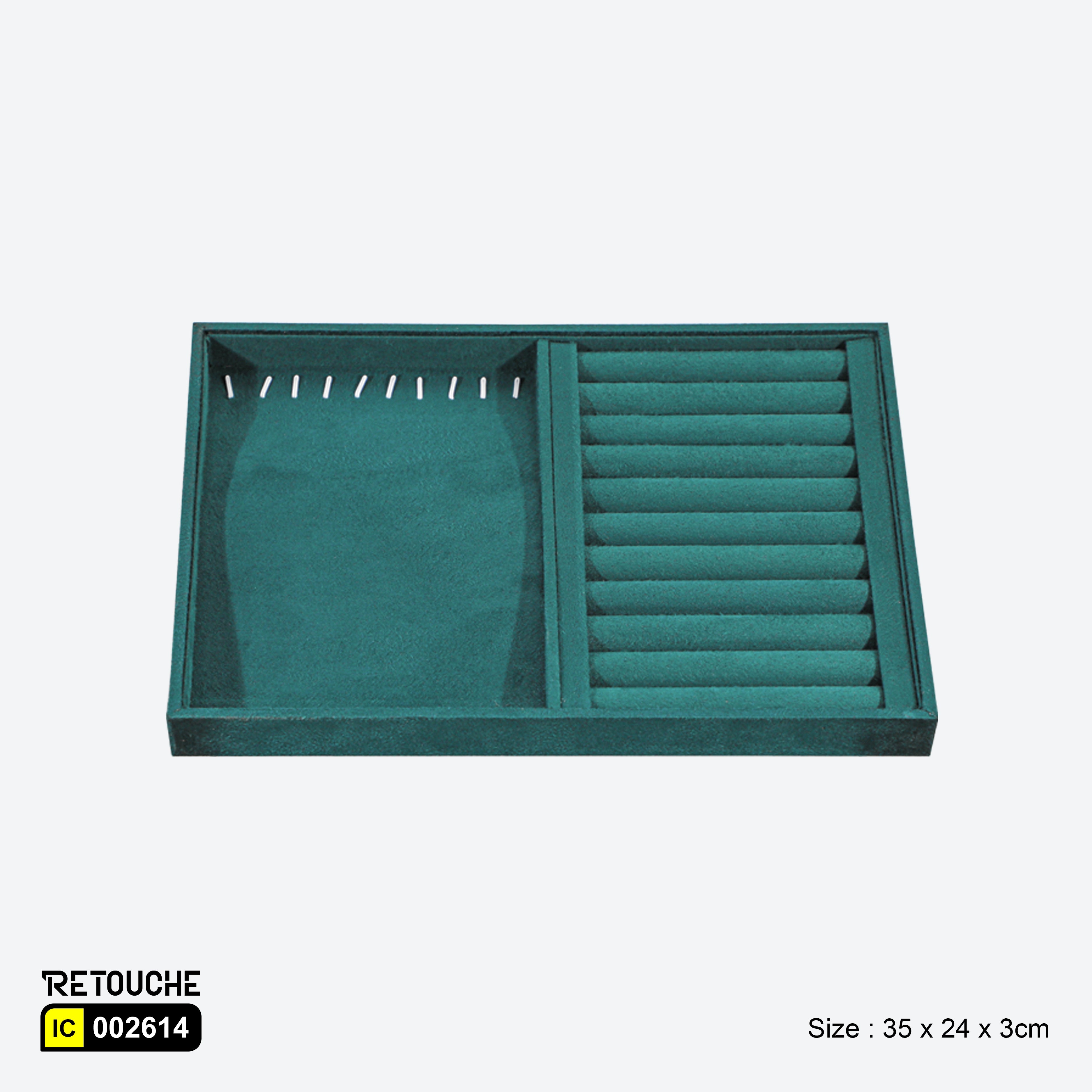 Jewelry Display Storage Tray , Green Velvet