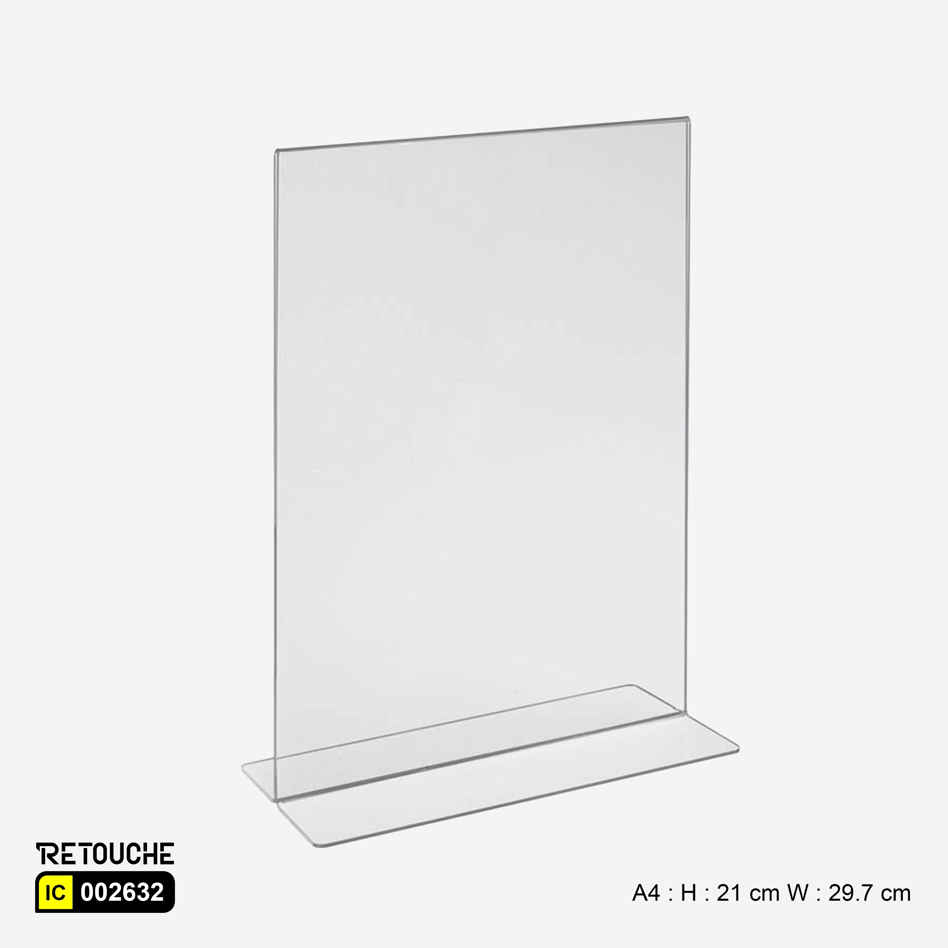 Display Stand, T-Shaped , Vertical, Clear Acrylic, Countertop, Size : A3, A4, A5, A6
