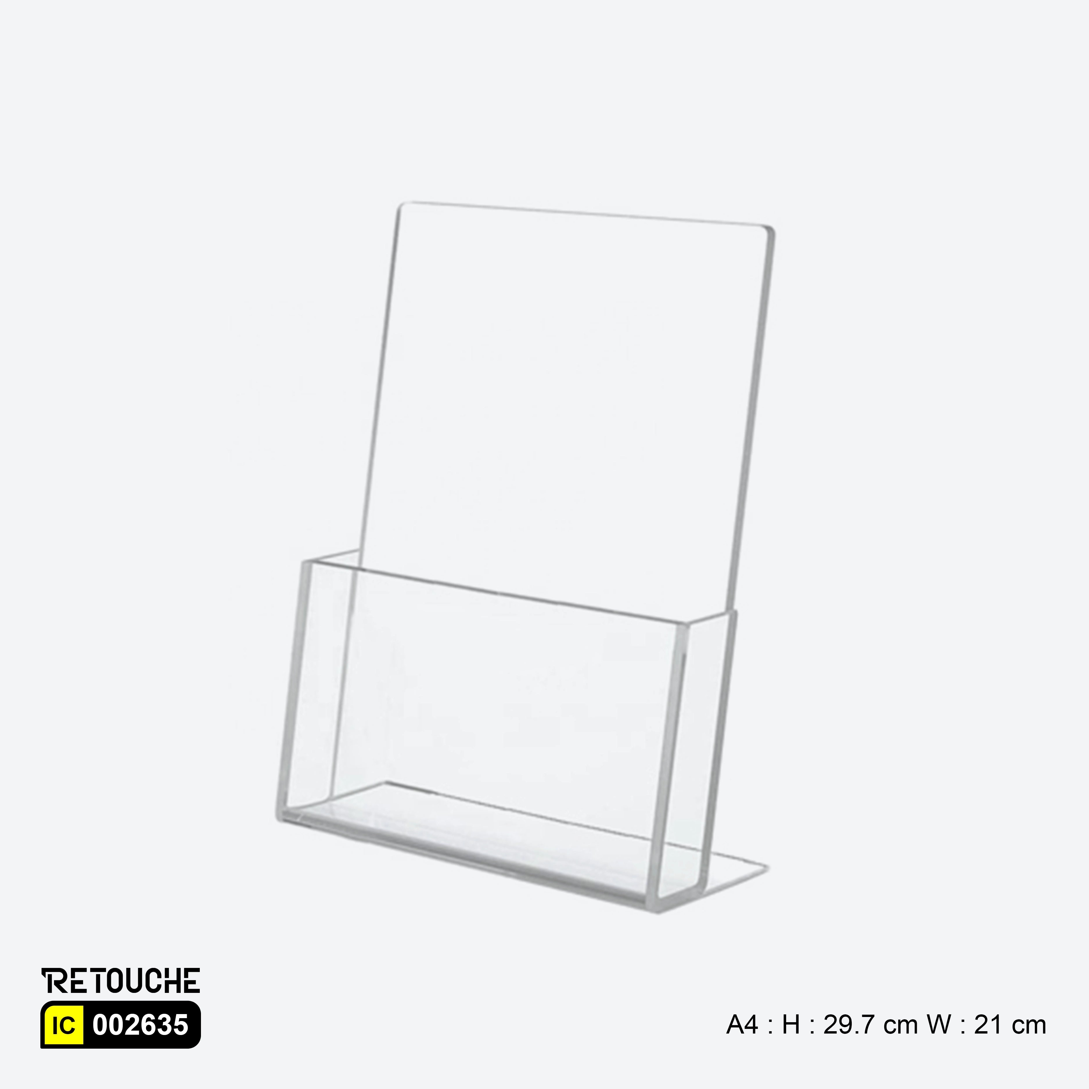 Single Pocket Holder, A4, Vertical, Clear Acrylic, Size : A4, A5