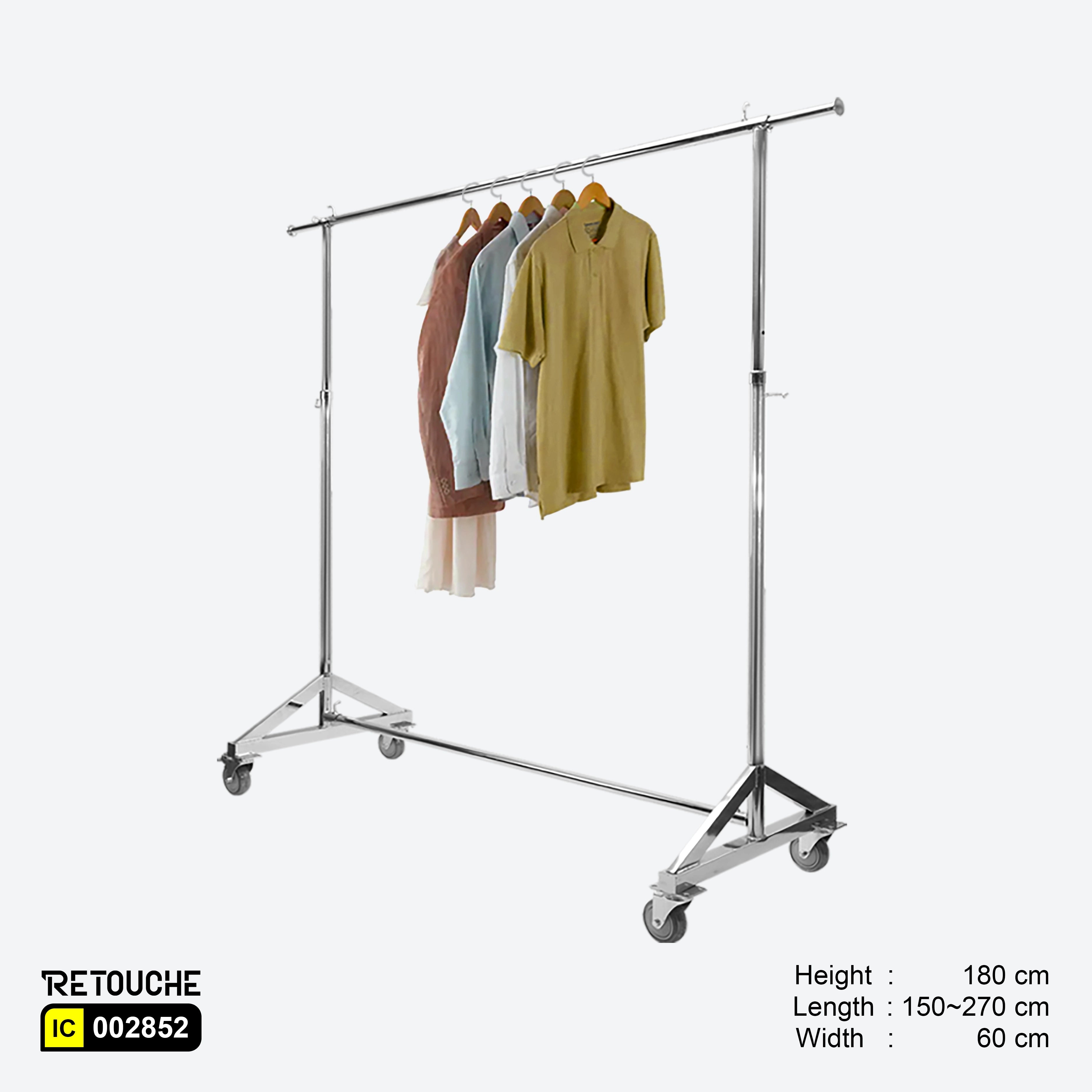 Garment Clothes Rack Stand, Adjustable, Full Chrome, With Wheels, Heavy-Duty