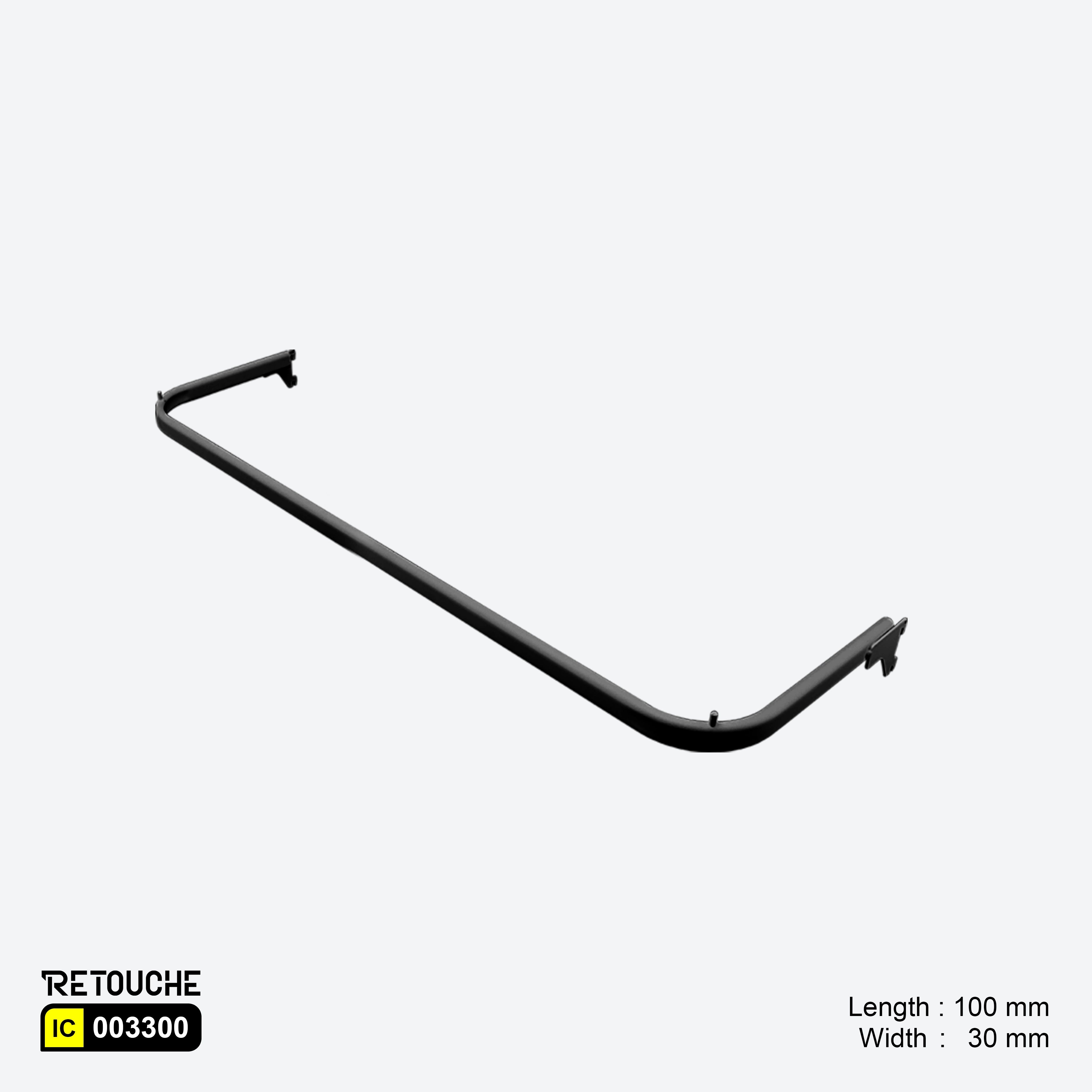 U-Shaped Oval Tube Bar for Upright System, with 2 Pins, Metal, Black