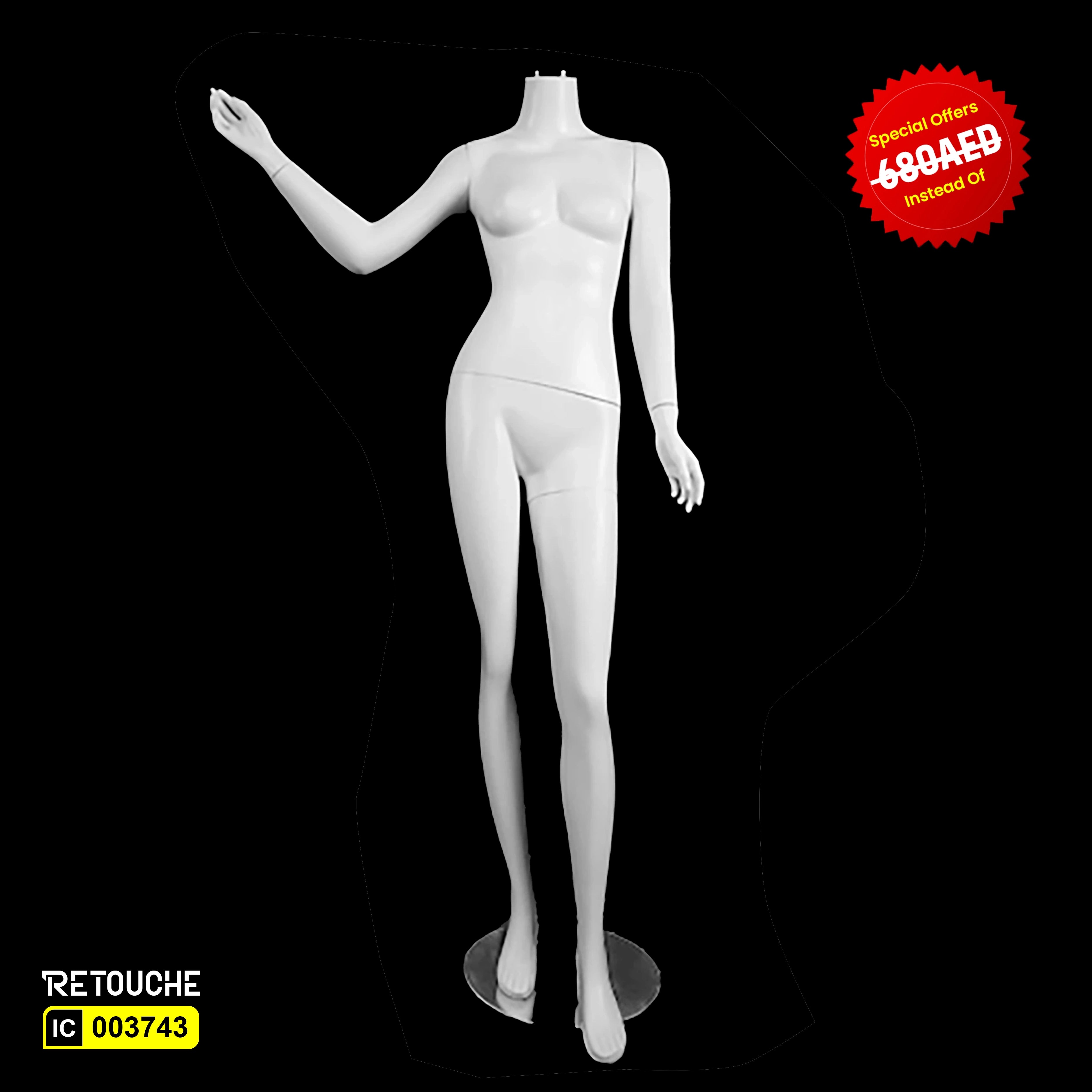 Female Mannequin, Full Body, Plastic, Headless, White Color