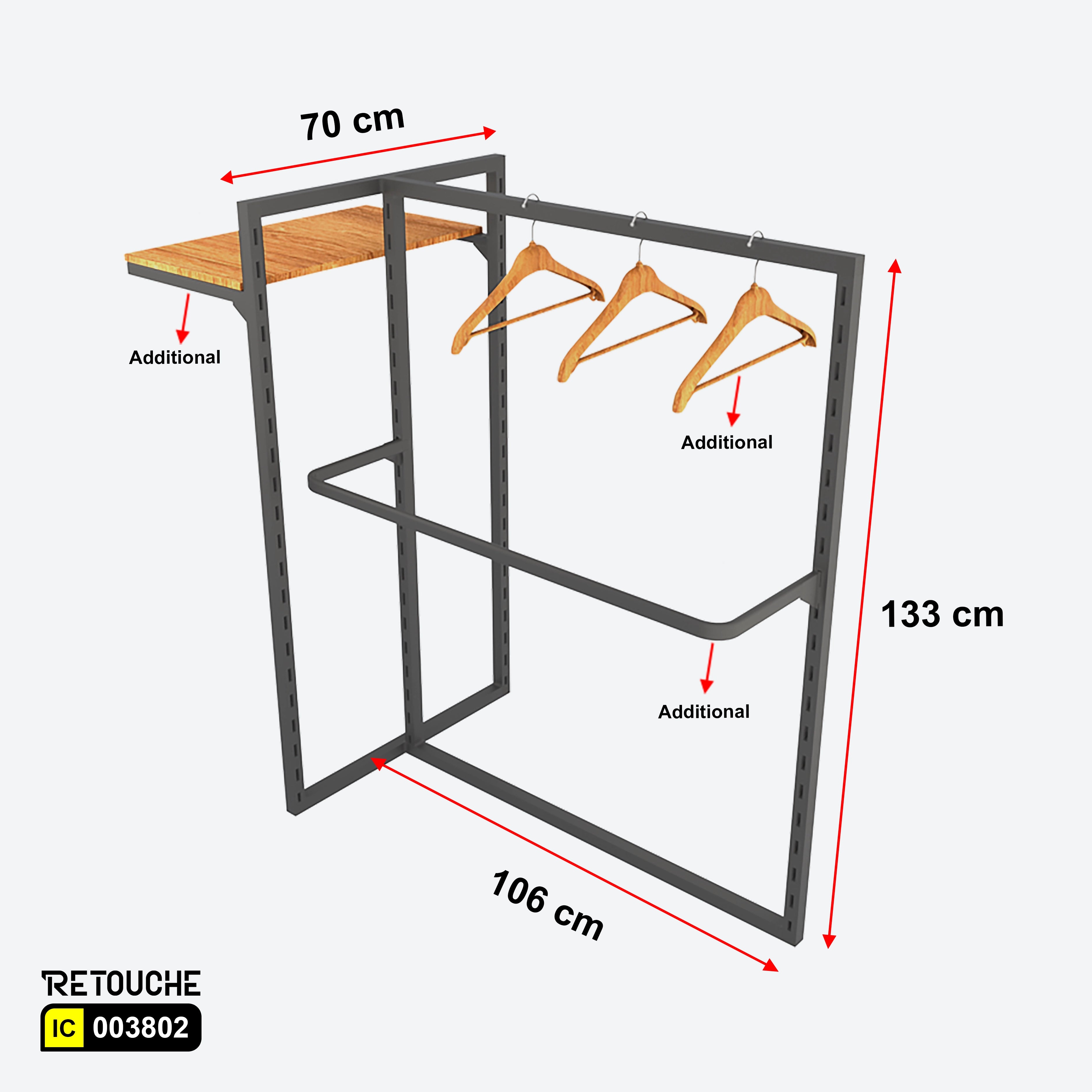 T-Shape Clothes Stand Rack, Metal, Black Color