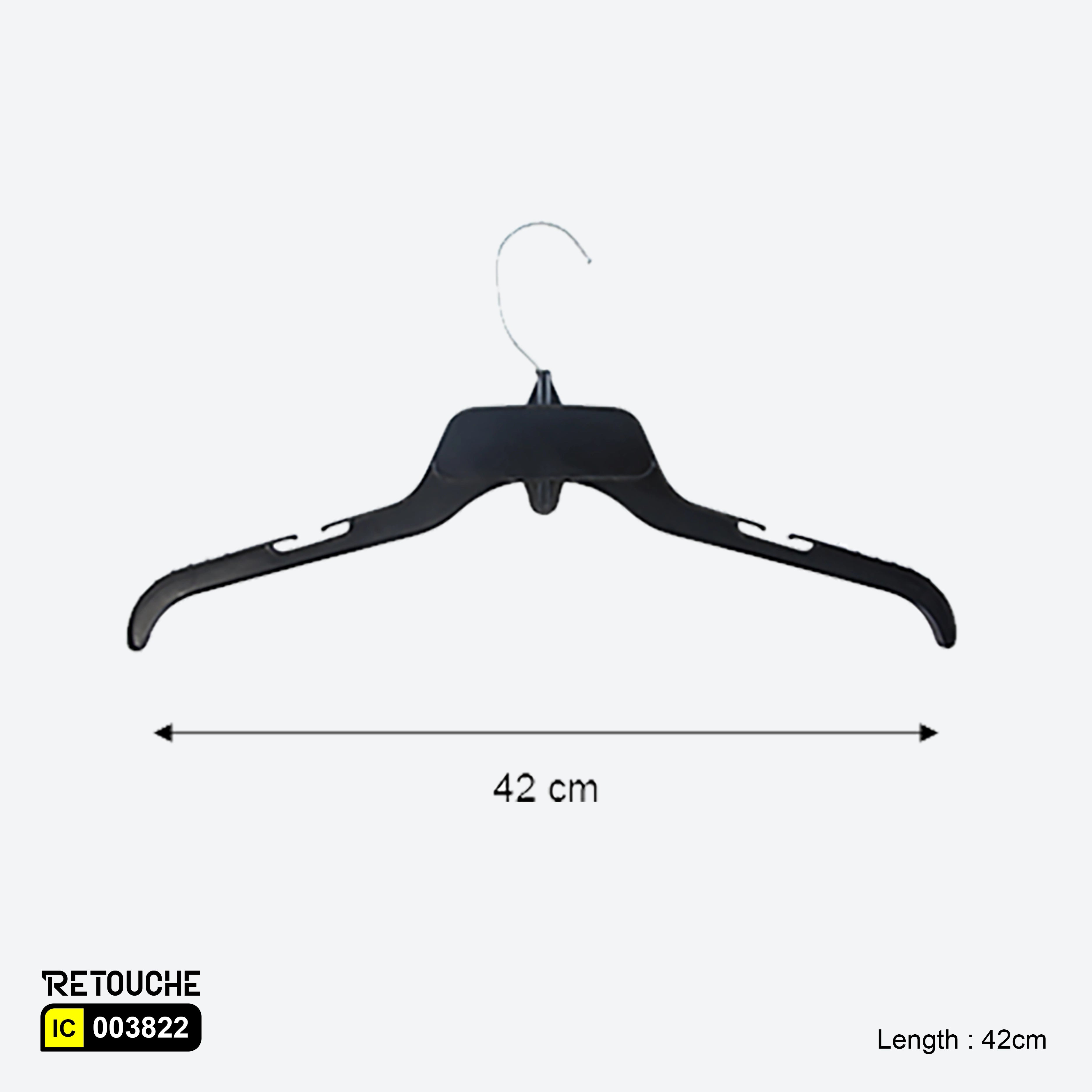 Plastic Clothes Hanger W/Out Bar 42 Cm Black