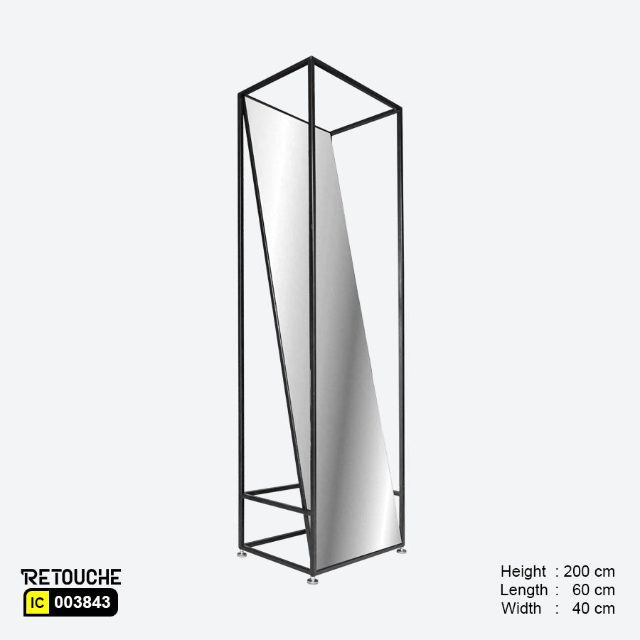 Floor Standing Mirror, Black Metal