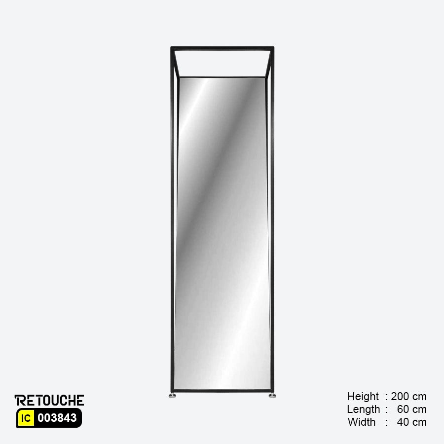 Floor Standing Mirror, Black Metal