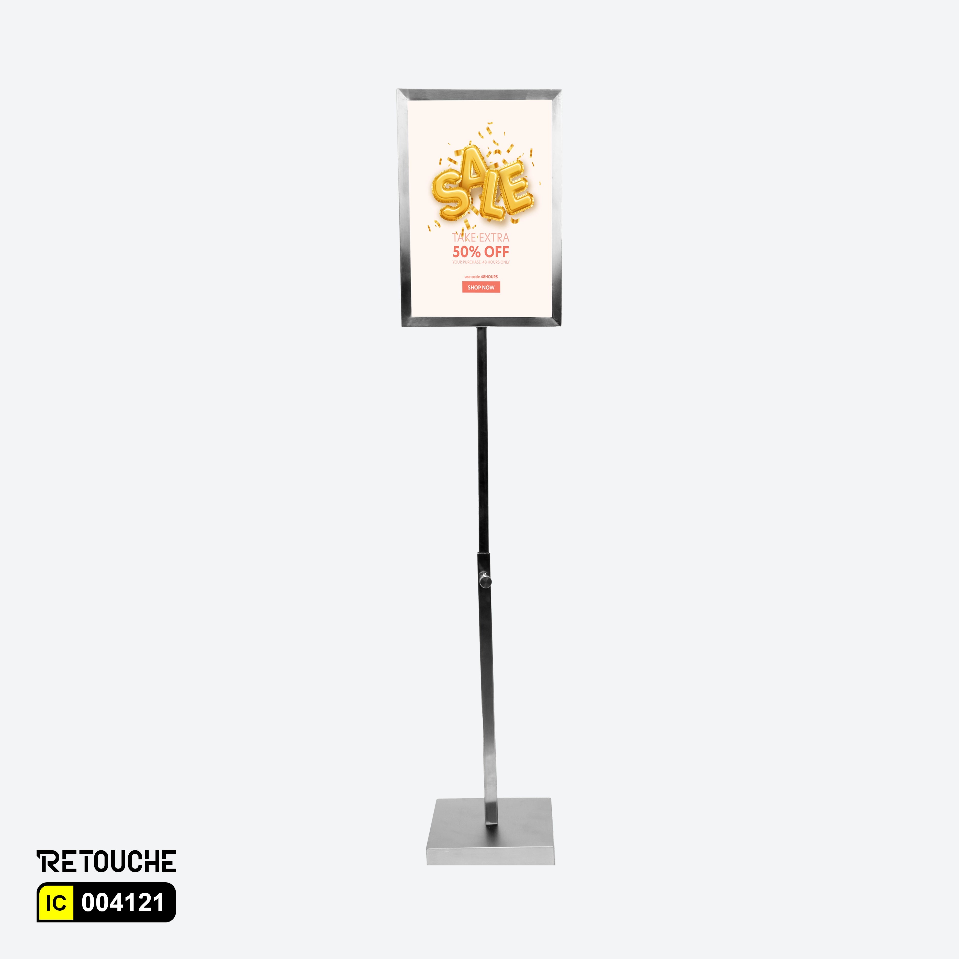 Display Poster Stand, Poster Size A5, Height-Adjustable, Metal, Silver Color