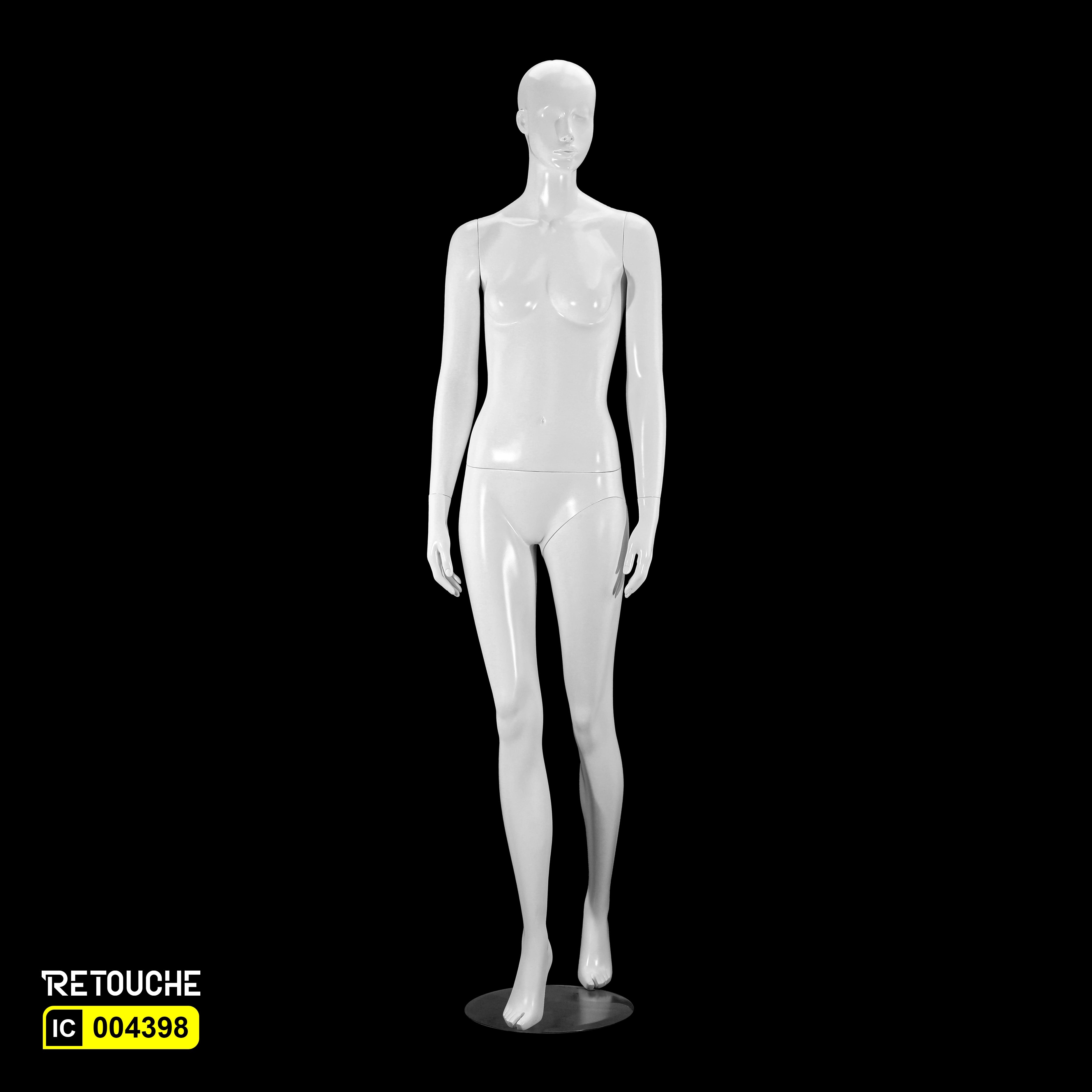 Female Mannequin, Abstract Face, Full Body, Glossy White Color