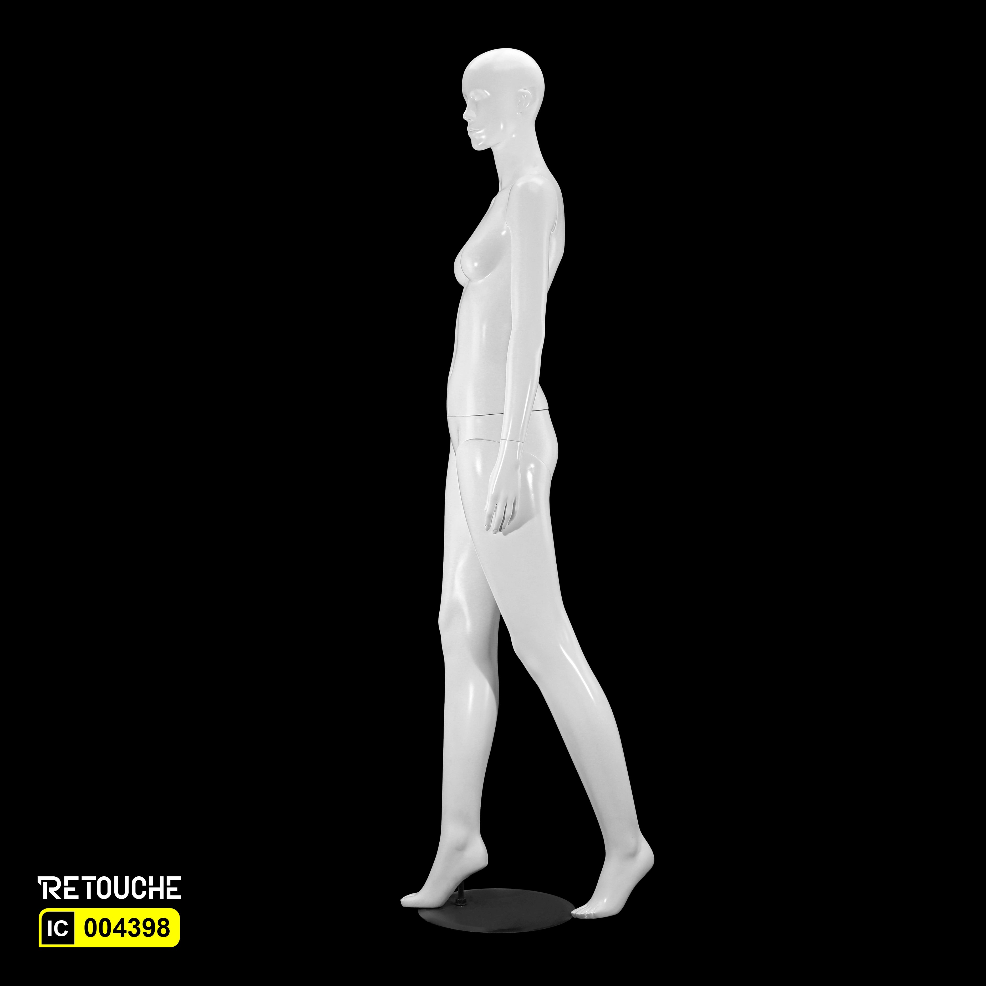 Female Mannequin, Abstract Face, Full Body, Glossy White Color