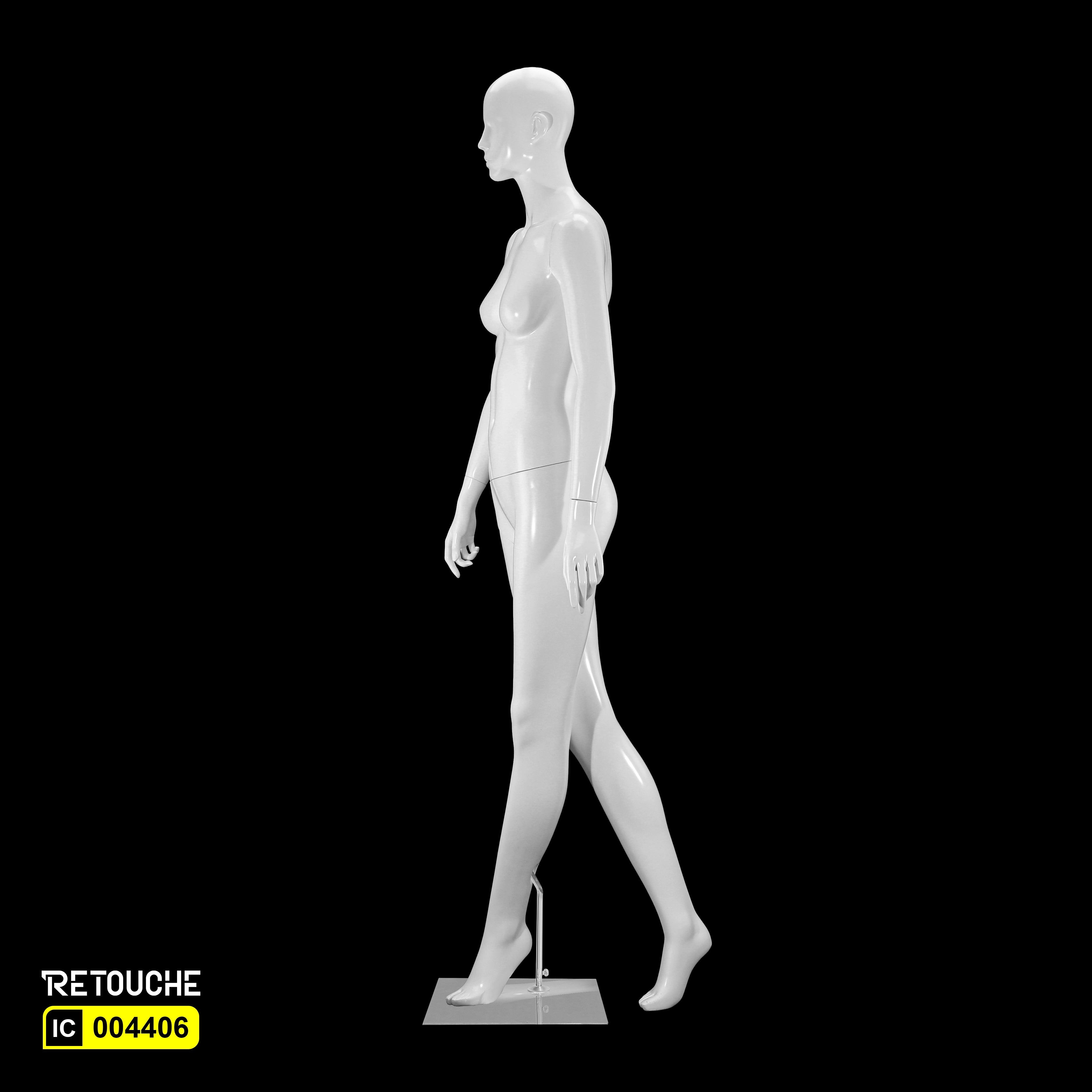 Female Mannequin, Abstract Face, Full Body, Glossy White Color