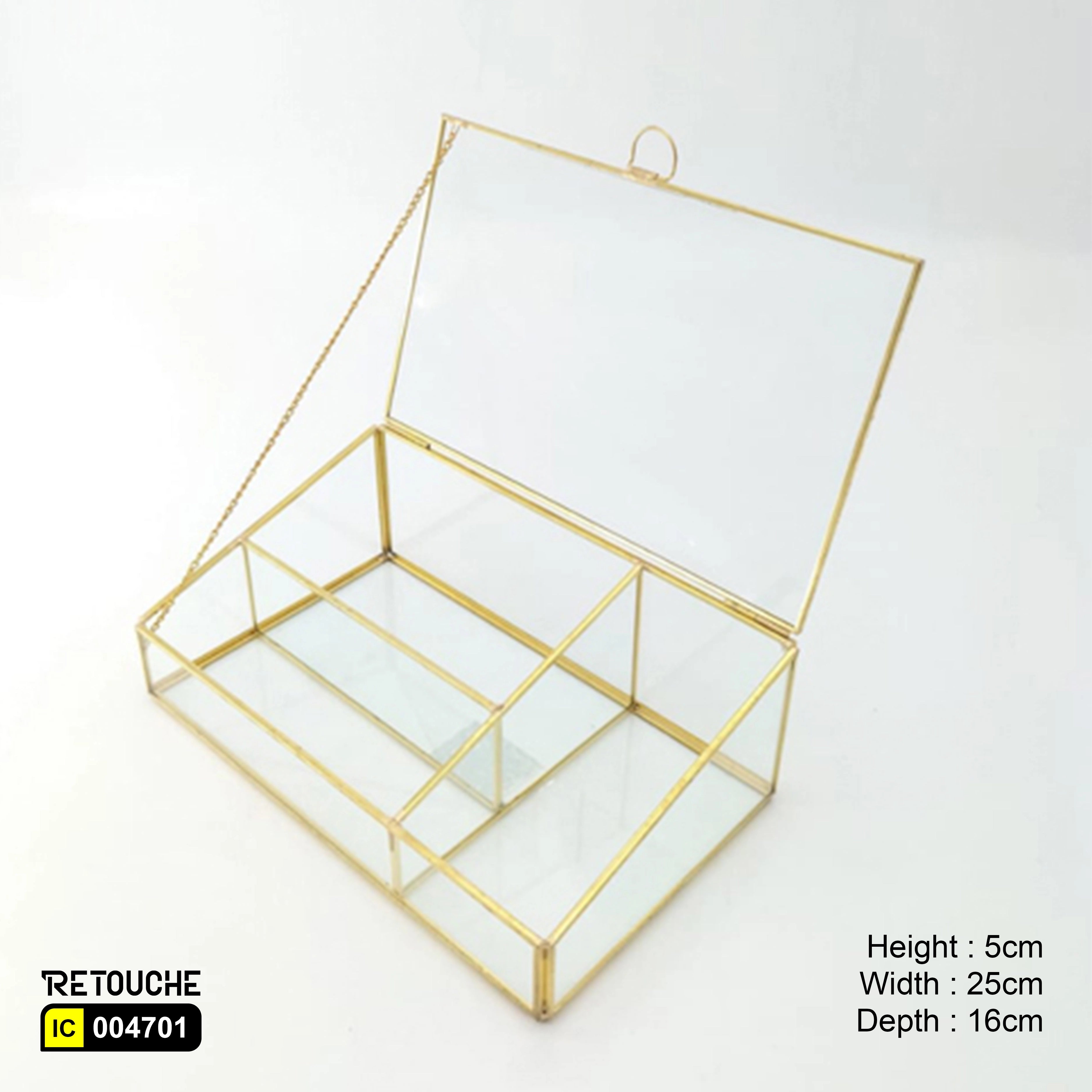 Jewlery Glass Box with Gold Frame