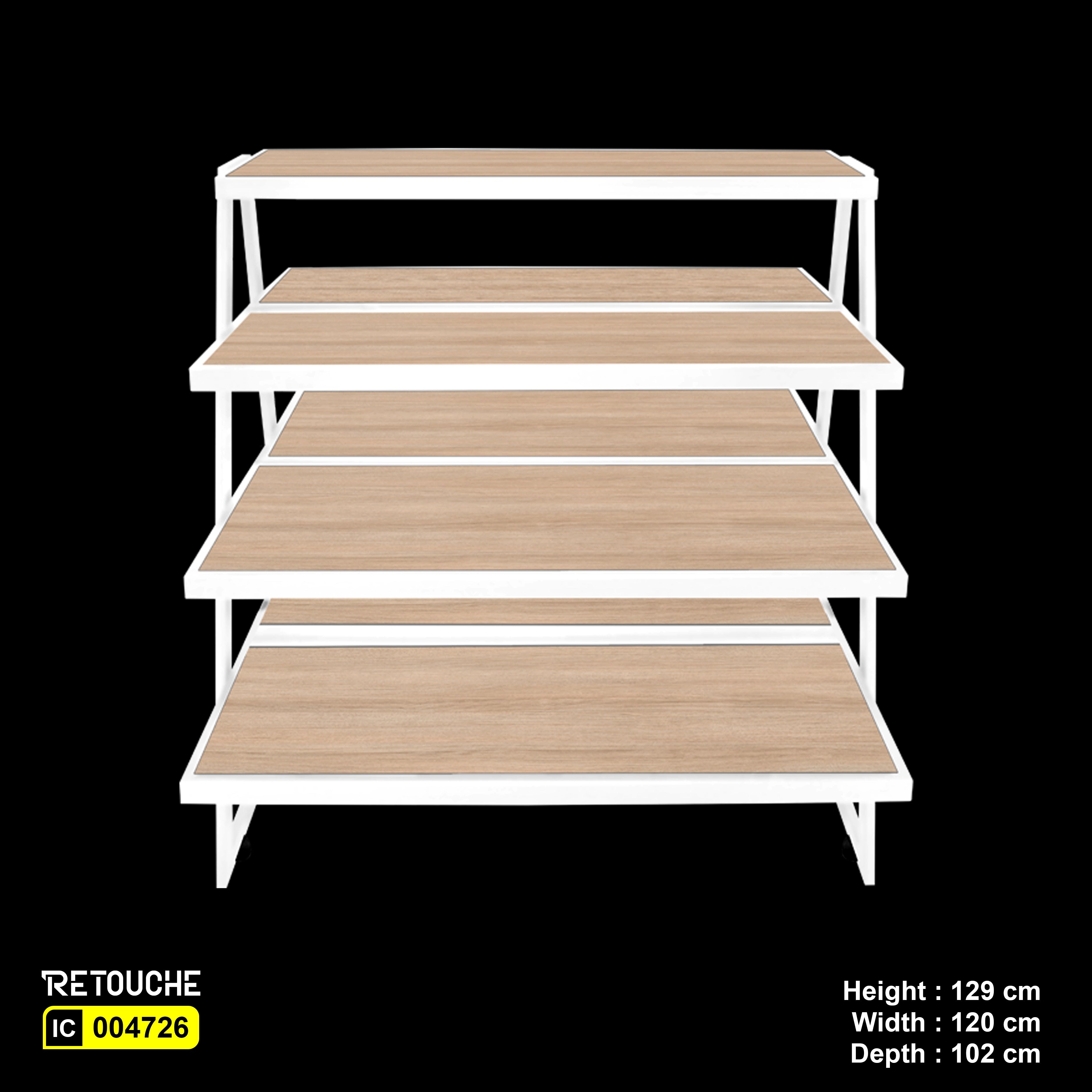 Display Stand, 4-Tier, Metal Frame with Wood Shelves