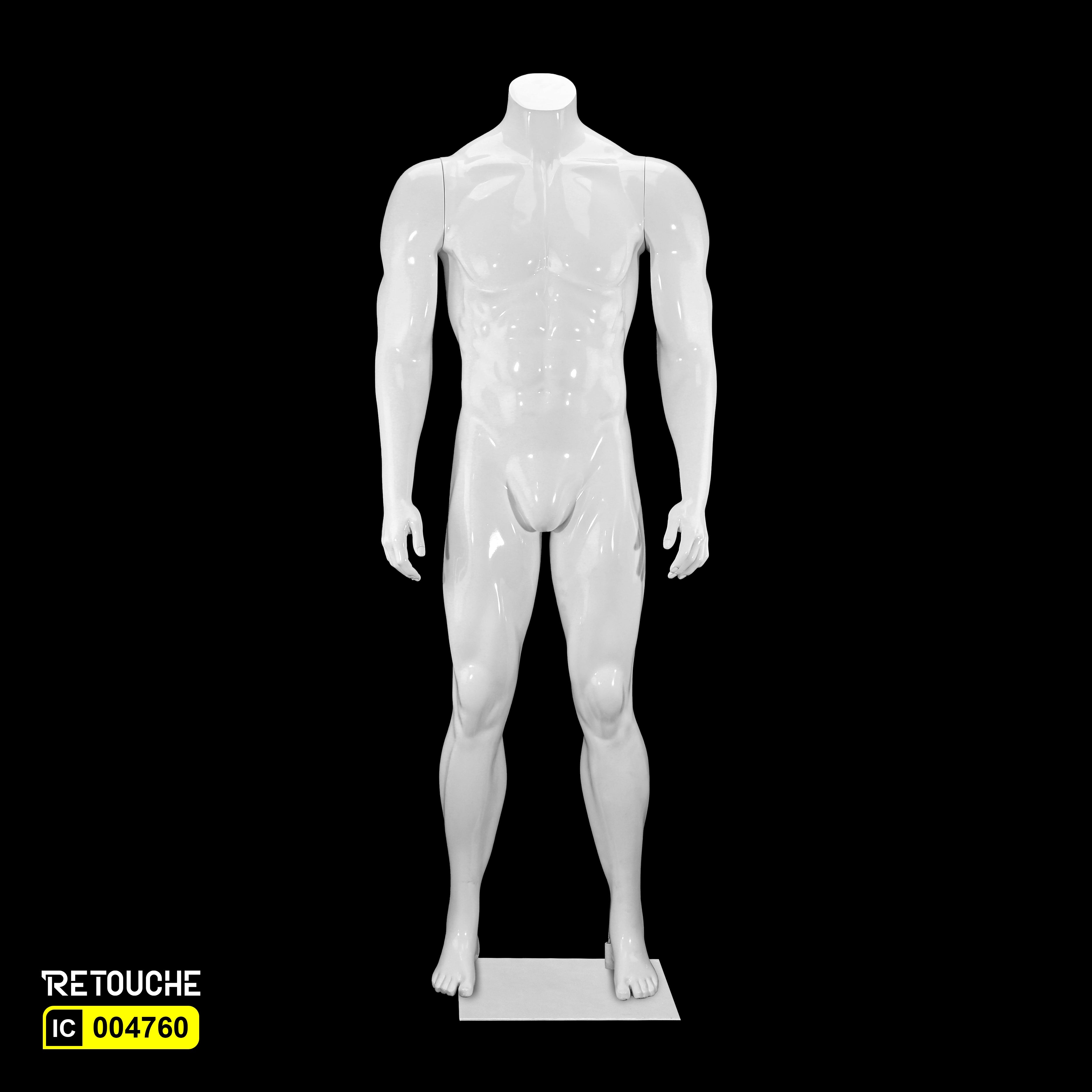 Male Mannequin, Headless, Glossy White Color