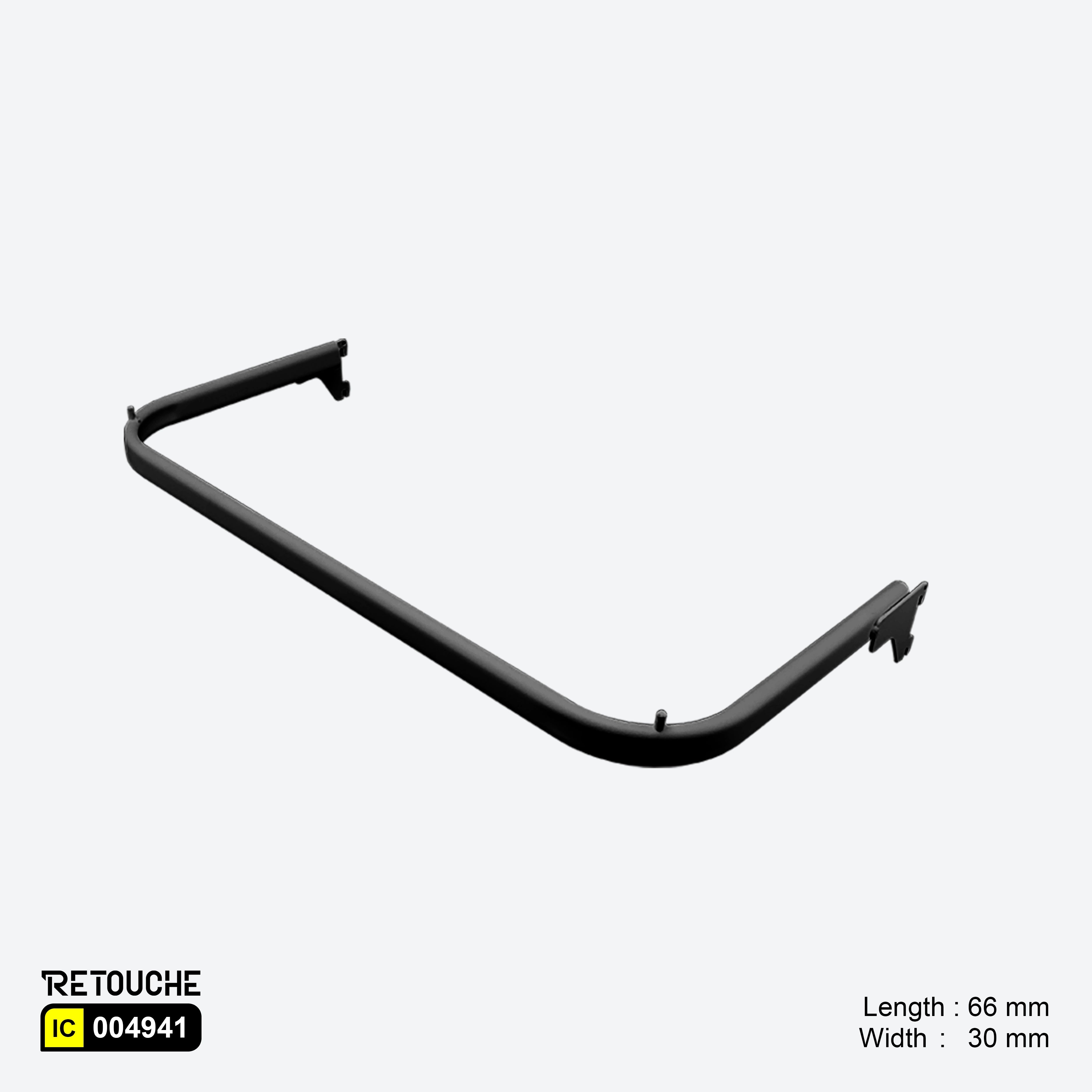 U-Shaped Oval Tube Bar for Upright System, with 2 Pins, Metal, Black