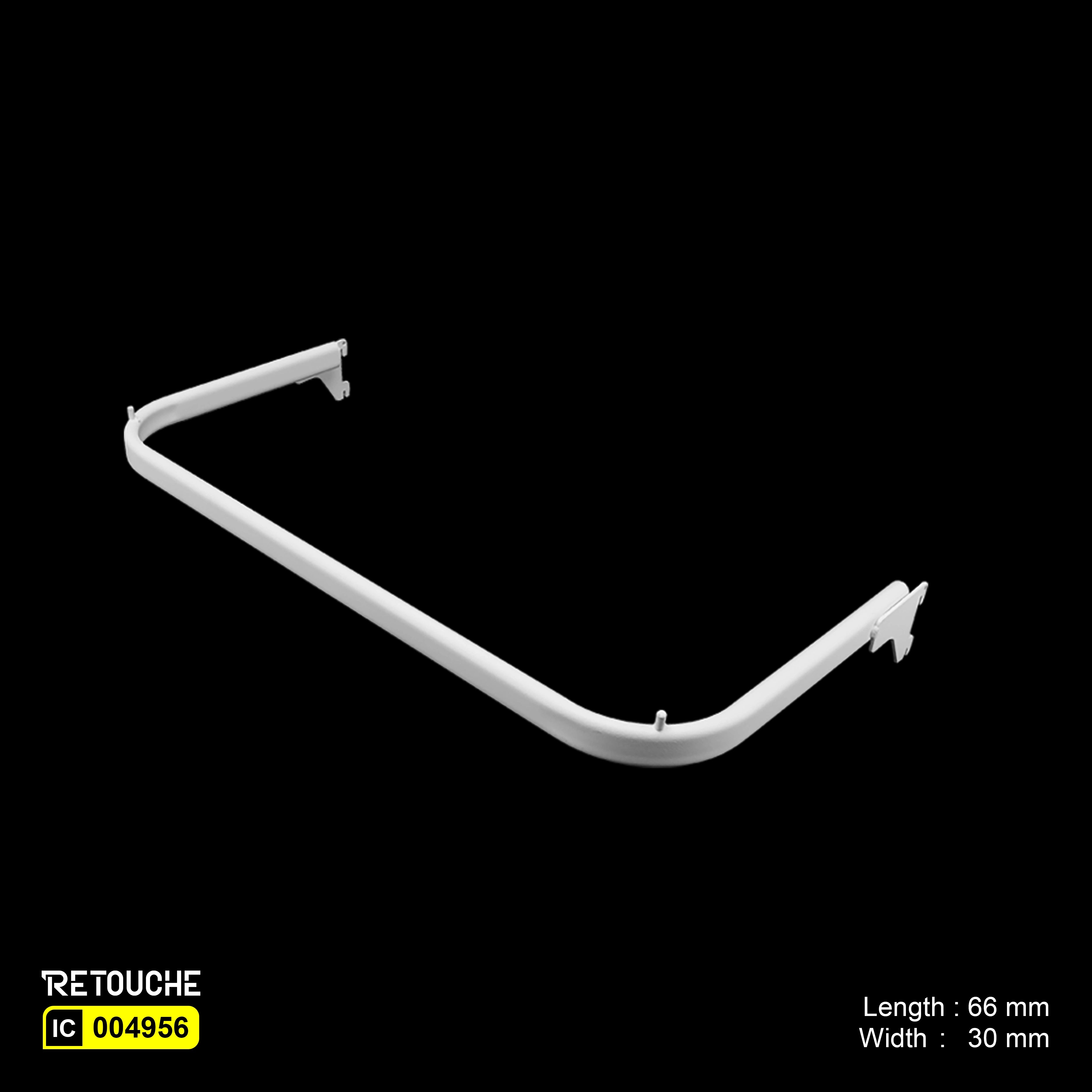 U-Shaped Oval Tube Bar for Upright System, with 2 Pins, Metal, White