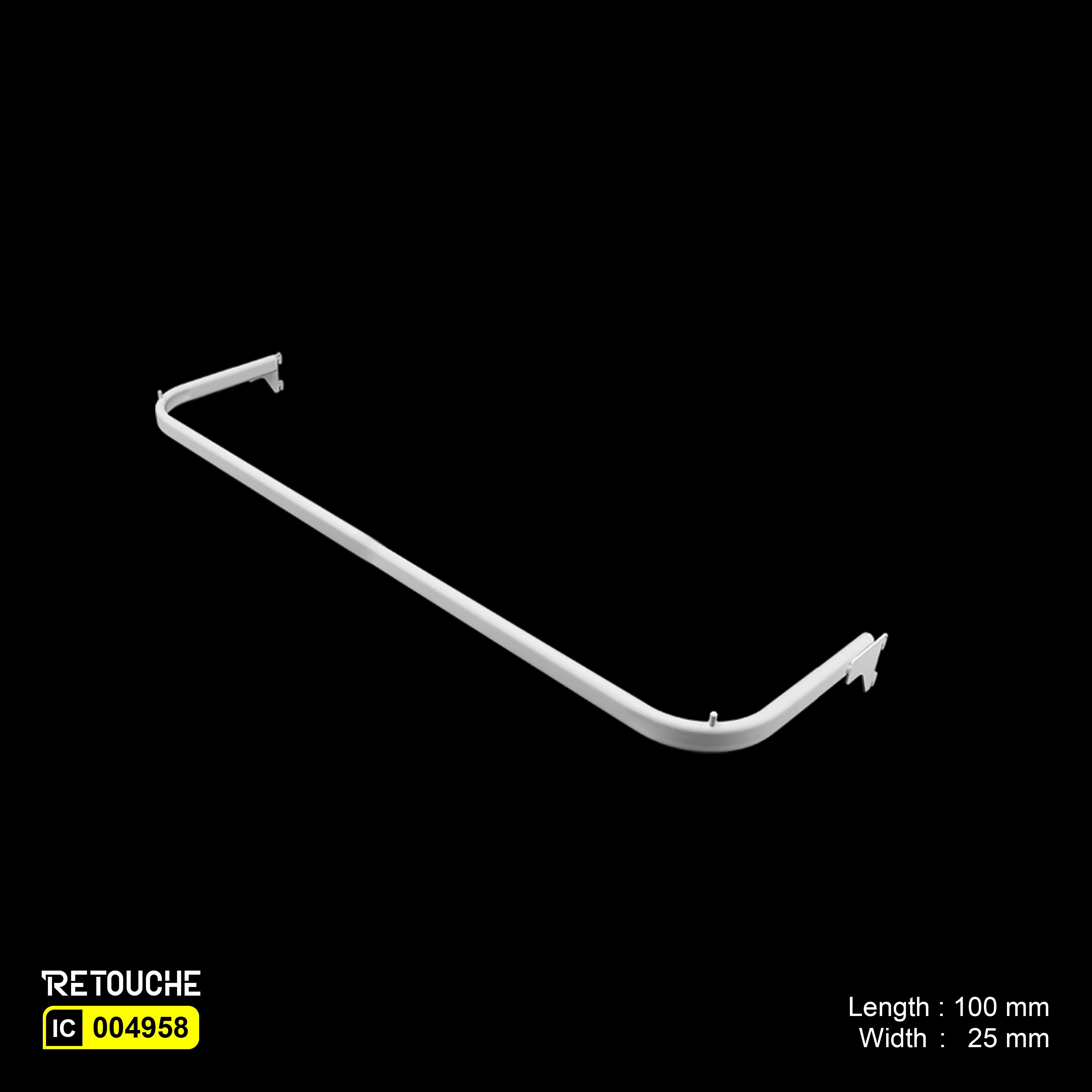 U-Shaped Oval Tube Bar for Upright System, with 2 Pins, Metal, White