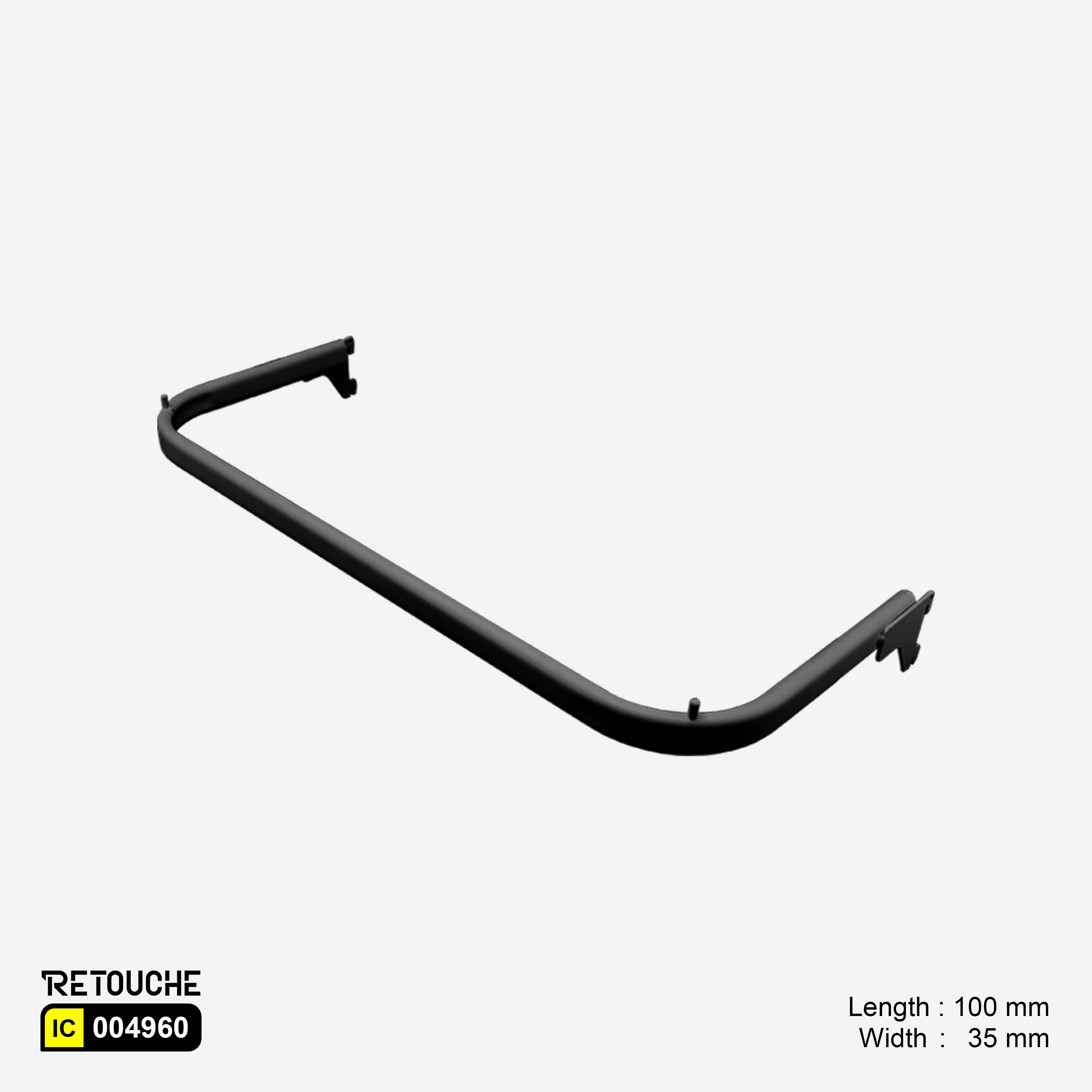 U-Shaped Oval Tube Bar for Upright System, with 2 Pins, Metal, Black