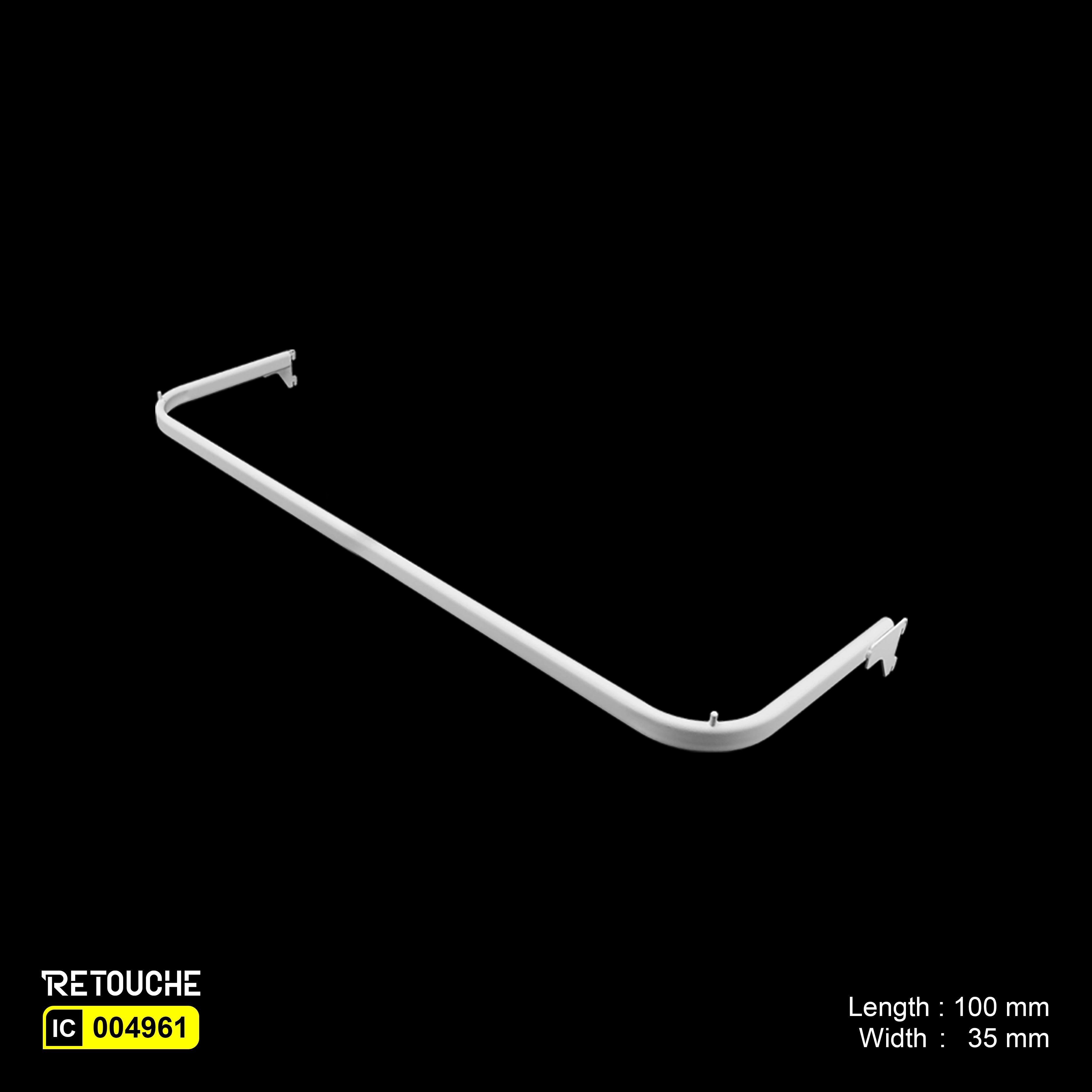 U-Shaped Oval Tube Bar for Upright System, with 2 Pins, Metal, White