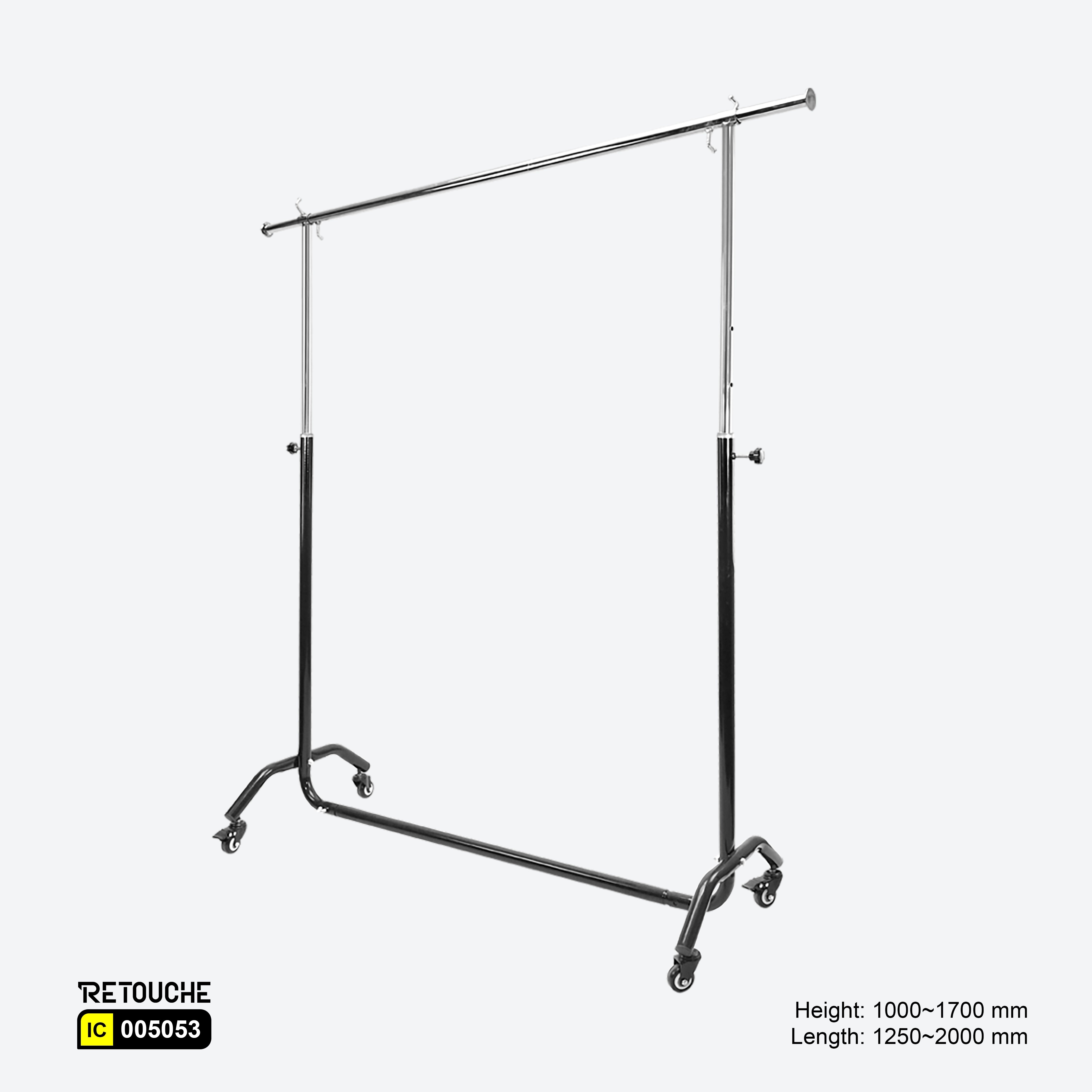 Garment Clothes Stand, Adjustable, Chrome and Black, With Wheels