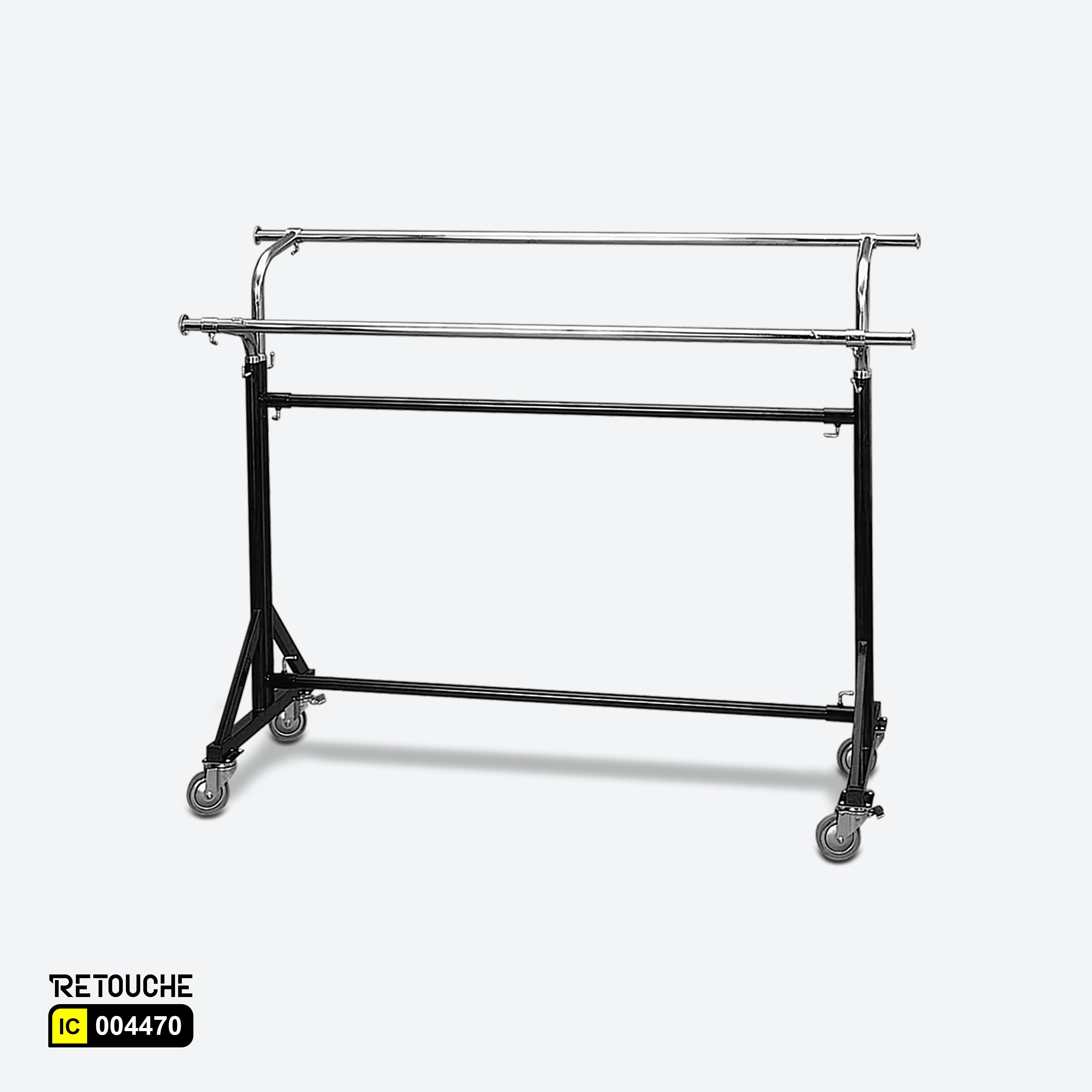 Garment Clothes Stand, Double Rails, Adjustable, Black & Chrome, With Wheels