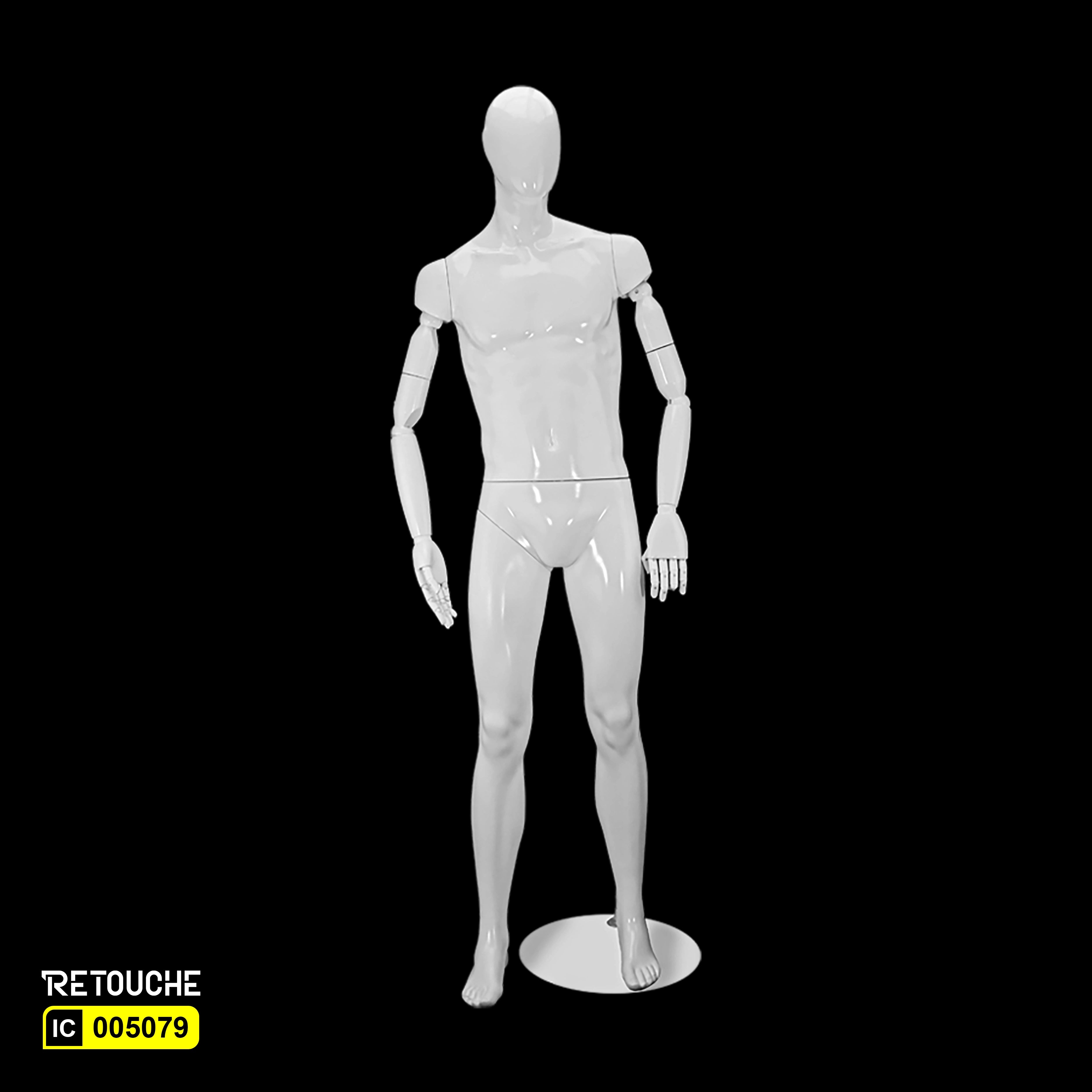 Male Mannequin, Full Body, Egg Face, Glossy White Color