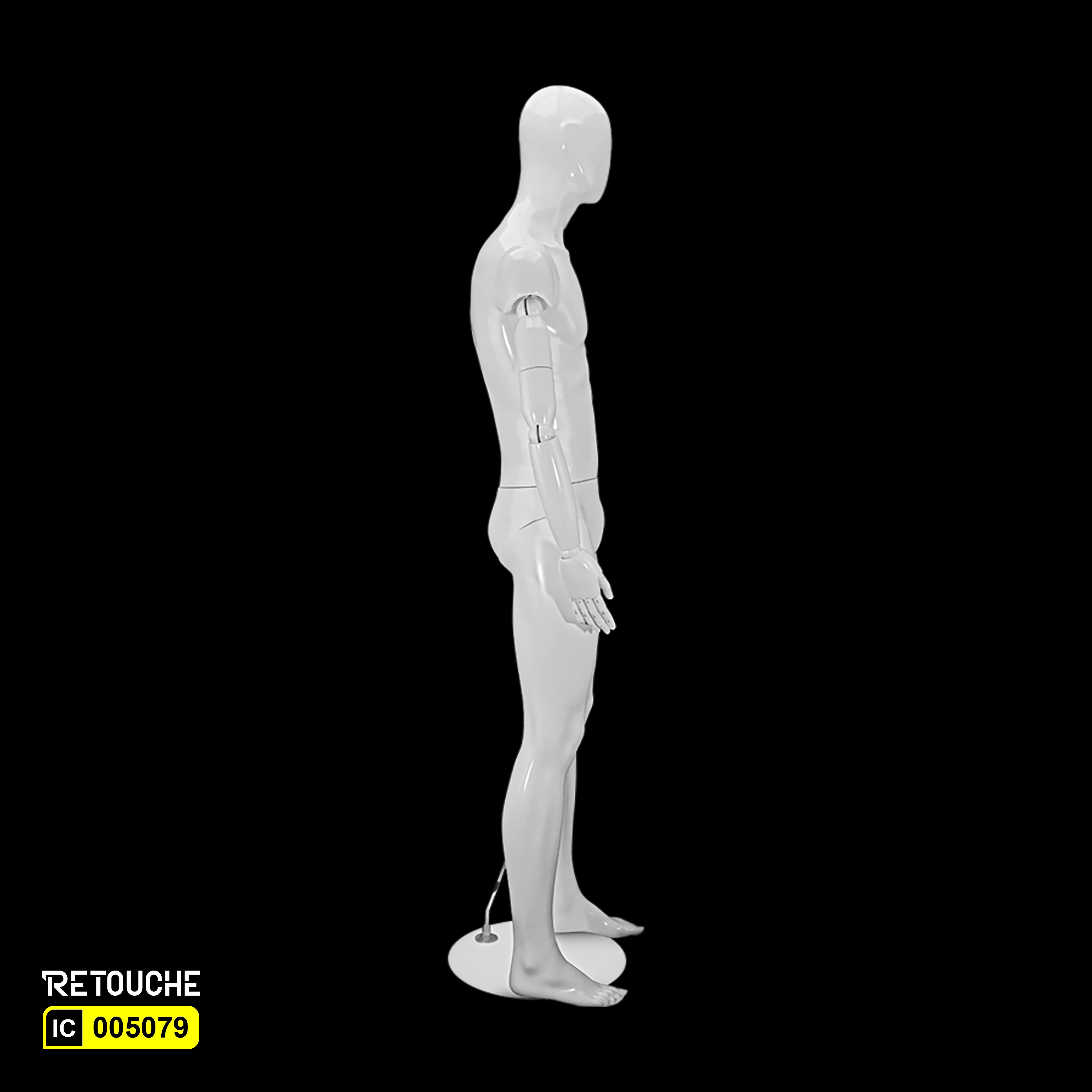 Male Mannequin, Full Body, Egg Face, Glossy White Color