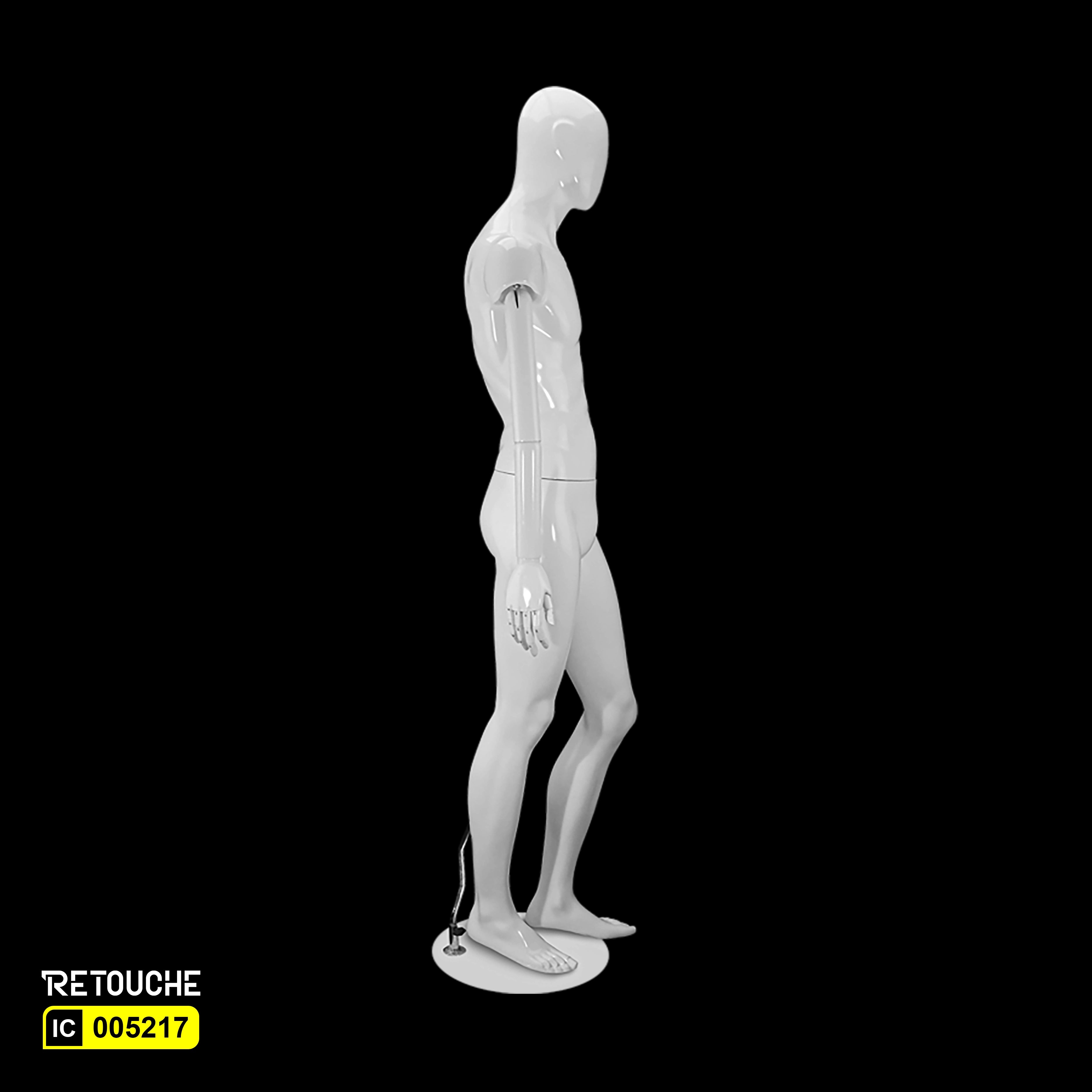 Male Mannequin, Full Body, Egg Face, Glossy White Color