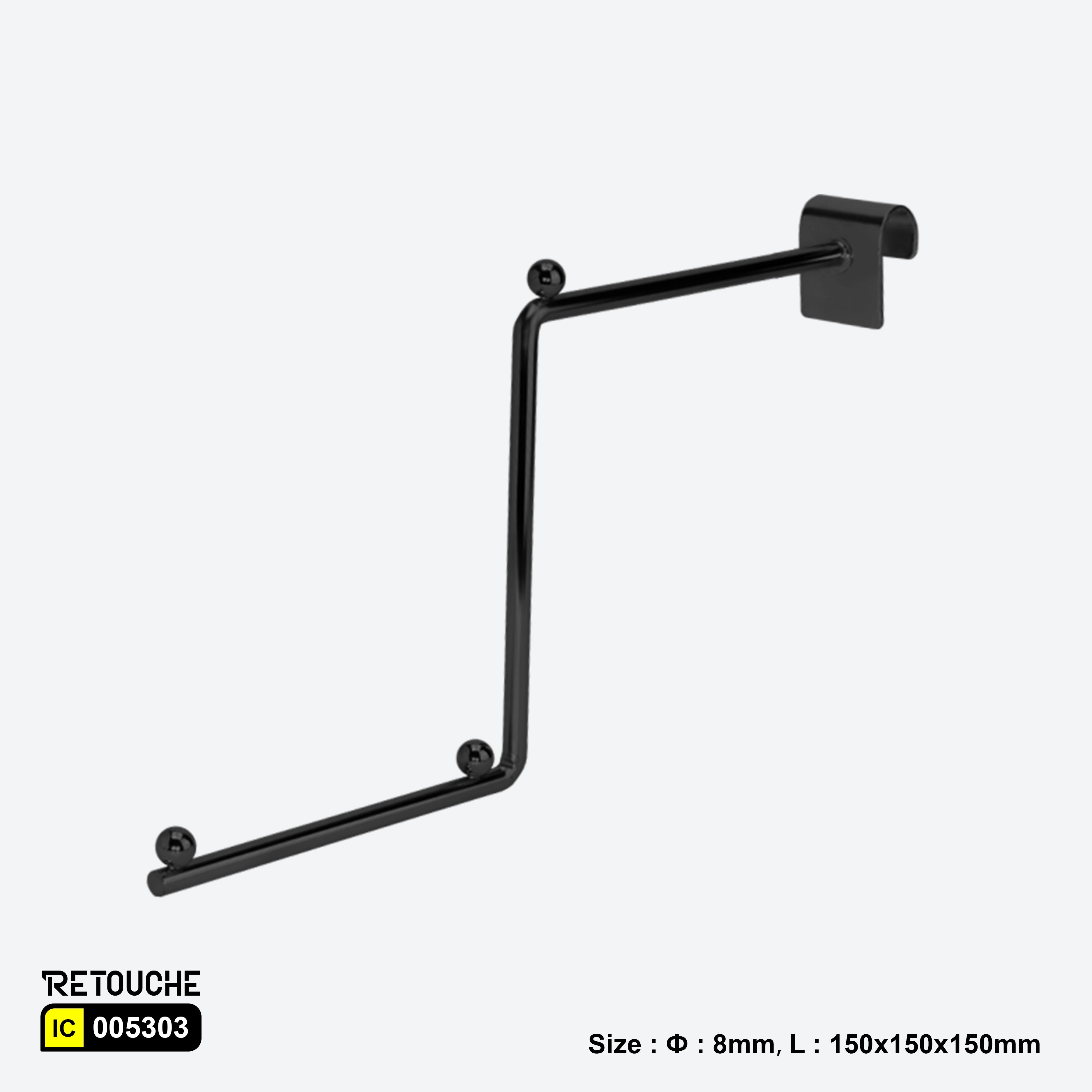Stepped Display Hook for Oval Crossbar, with Beads, Metal