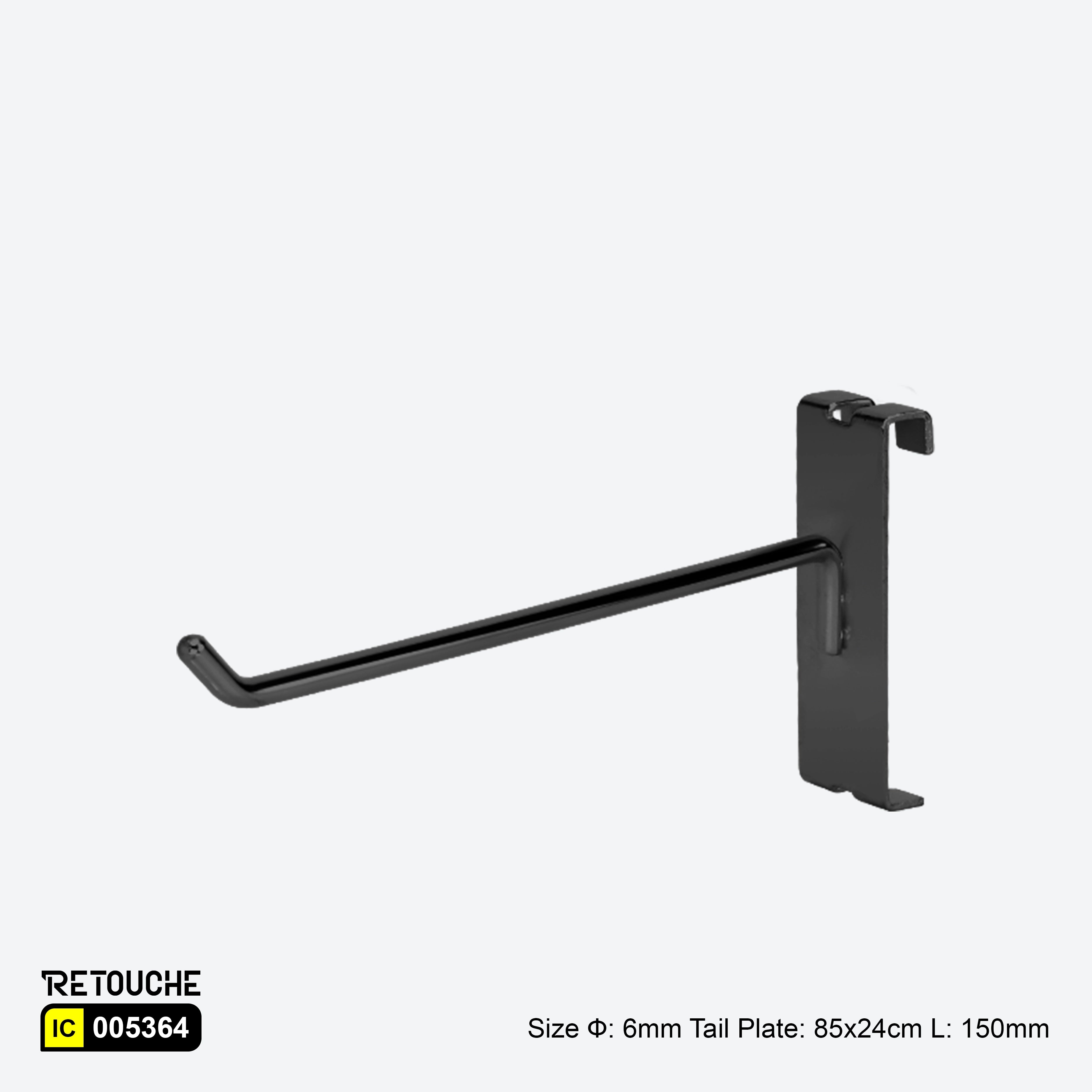 Single Prong Display Hook for Gridwall Panel, Metal ,Black