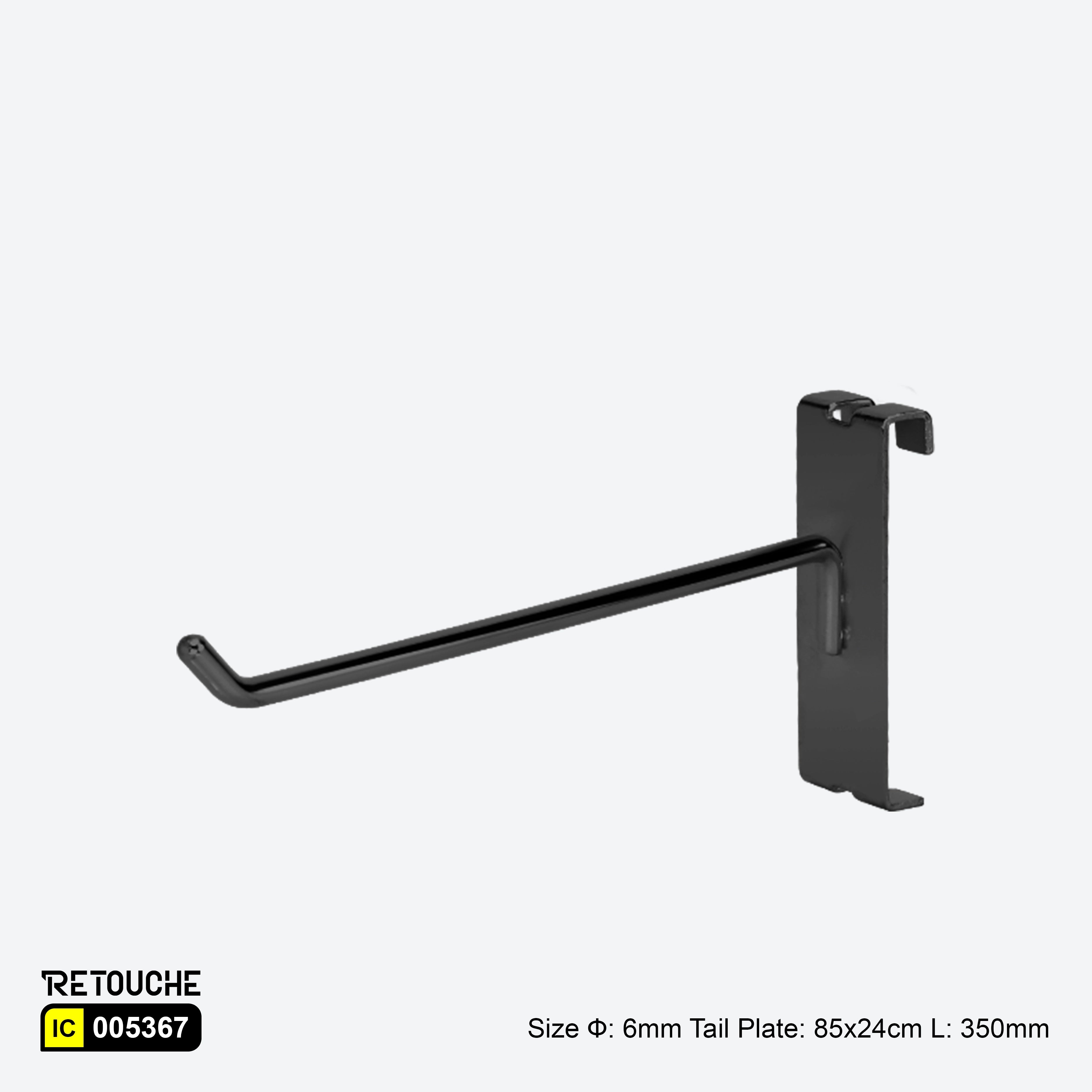 Single Prong Display Hook for Gridwall Panel, Metal ,Black