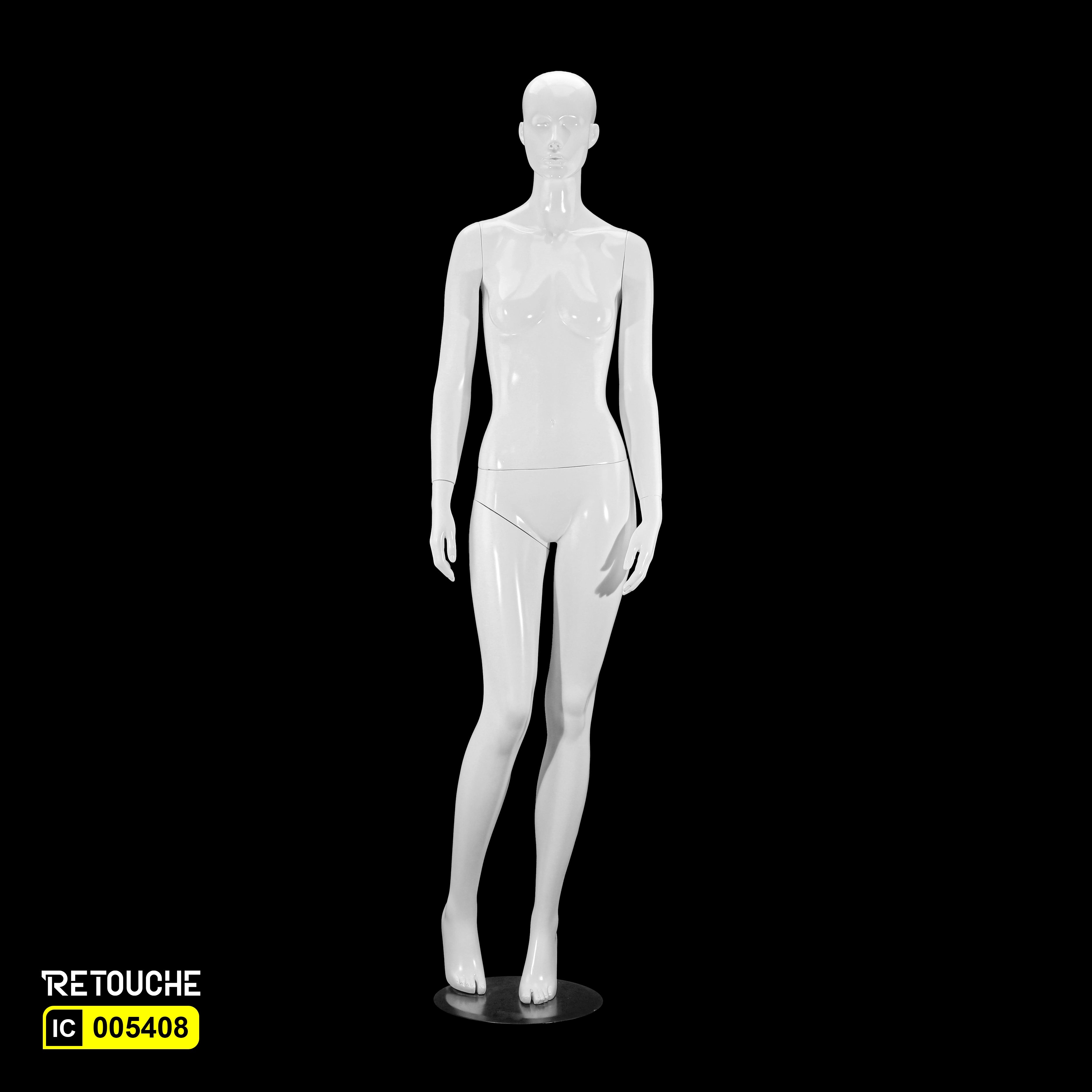 Female Mannequin, Abstract Face, Full Body, Glossy White Color