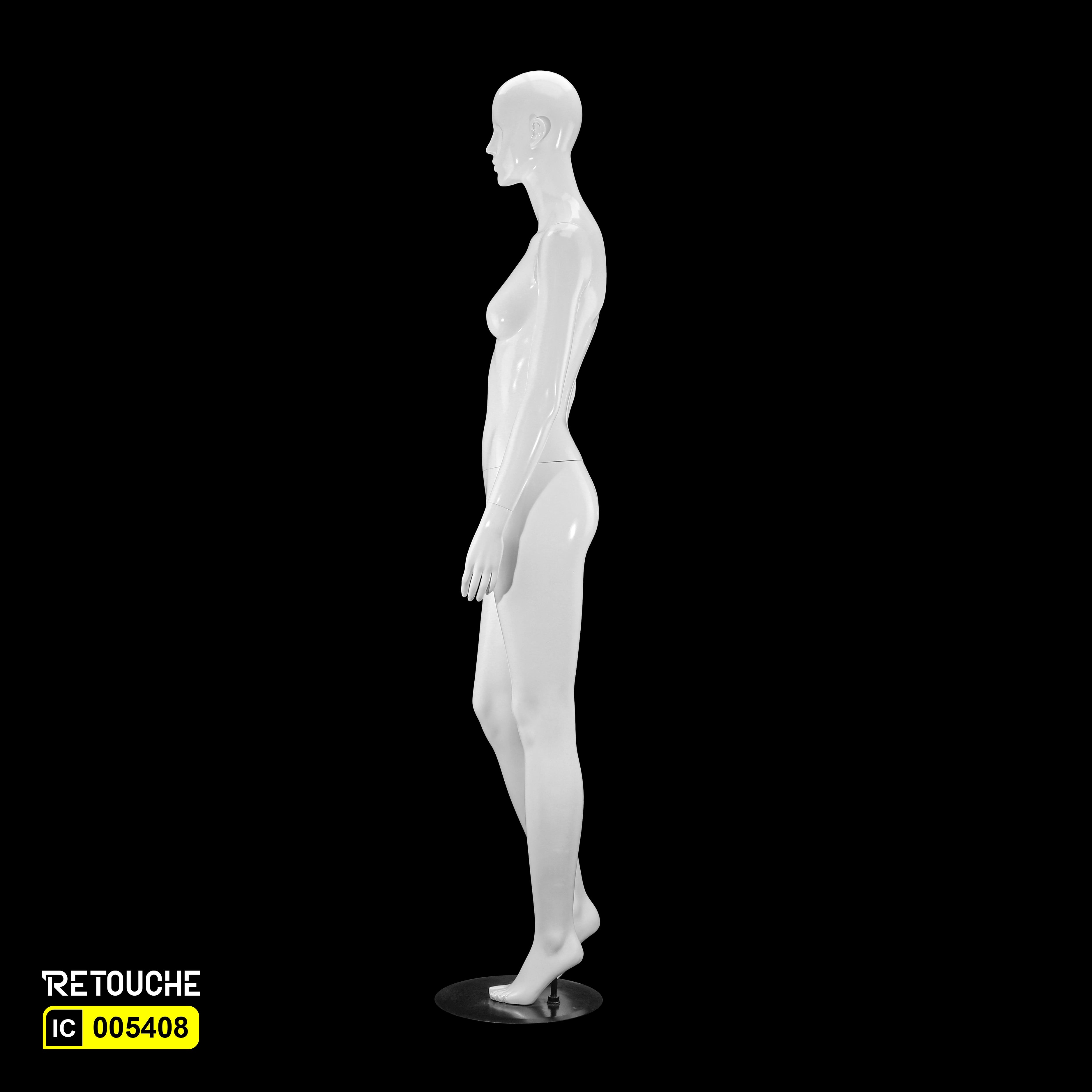 Female Mannequin, Abstract Face, Full Body, Glossy White Color