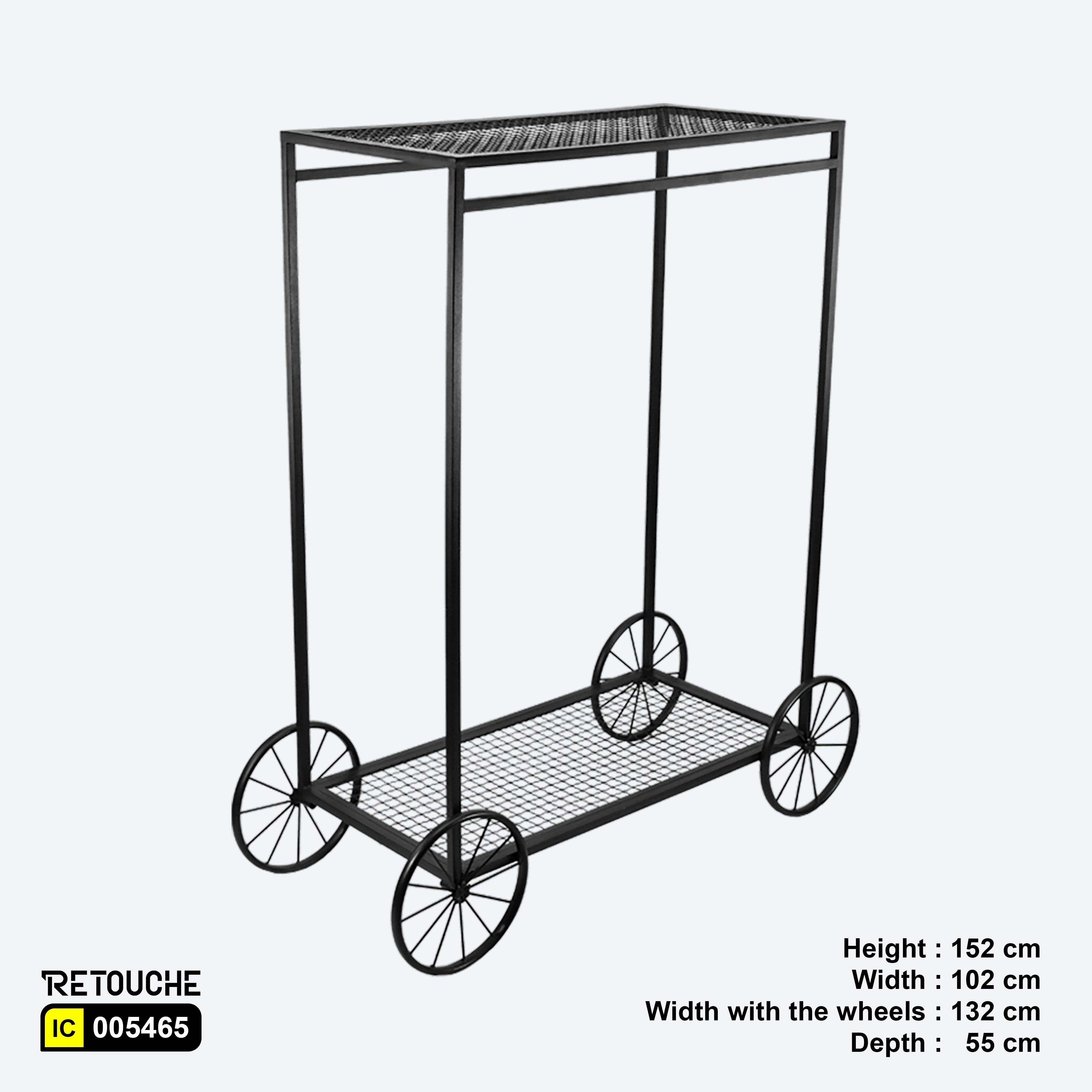Metal Clothes Rack Stand, Black Color, Non-moving wheels
