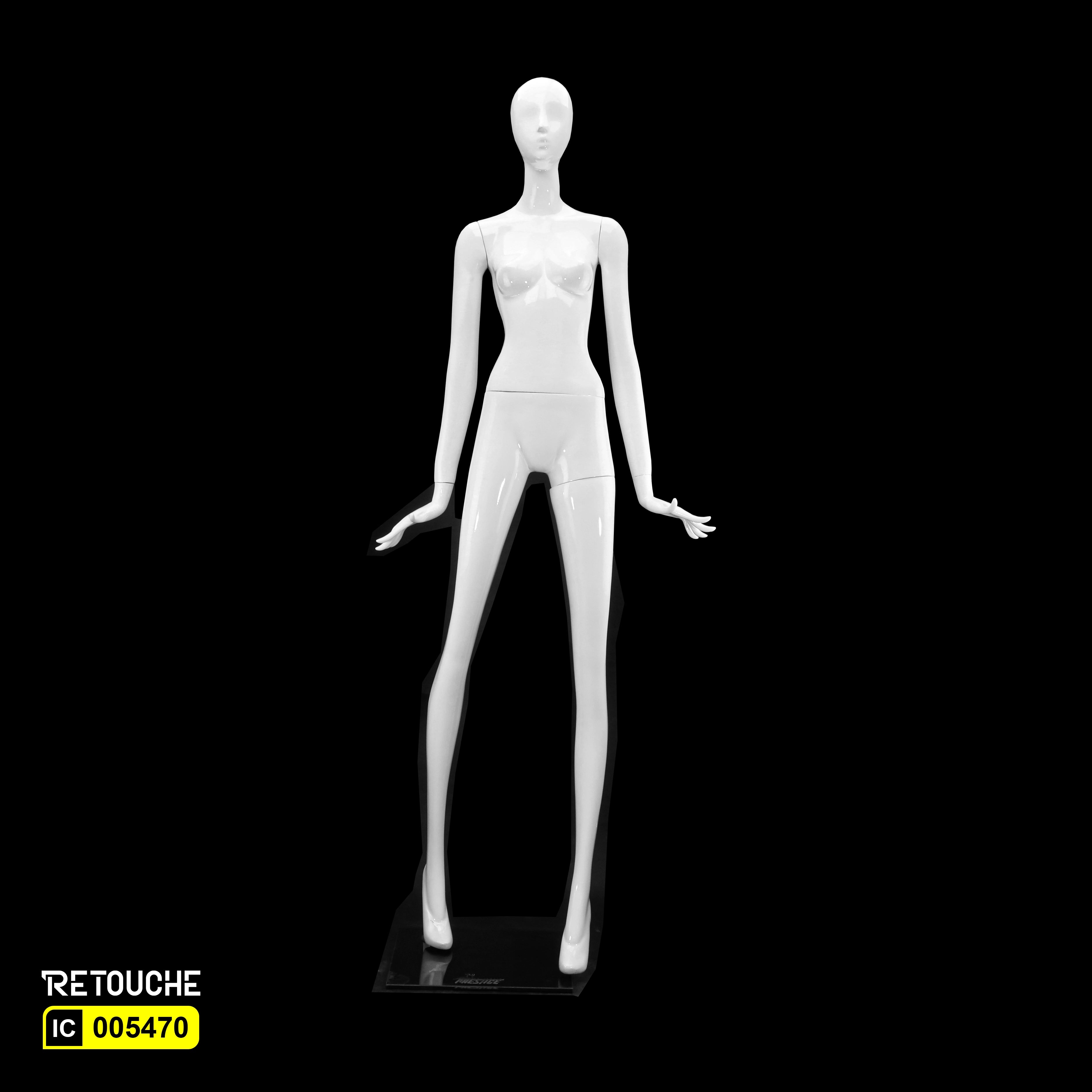 Female Mannequin, Abstract Face, Full Body, Glossy White Color