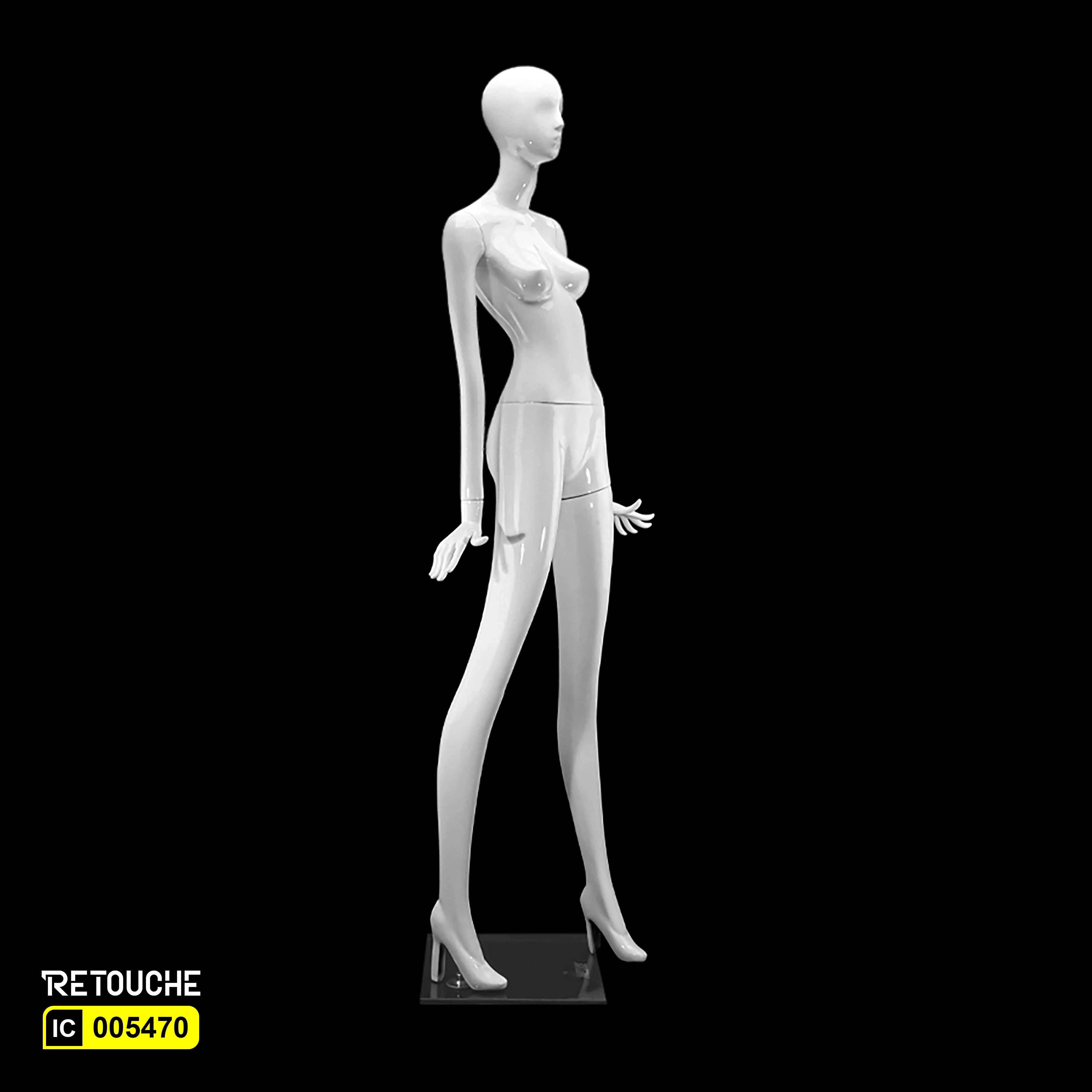 Female Mannequin, Abstract Face, Full Body, Glossy White Color