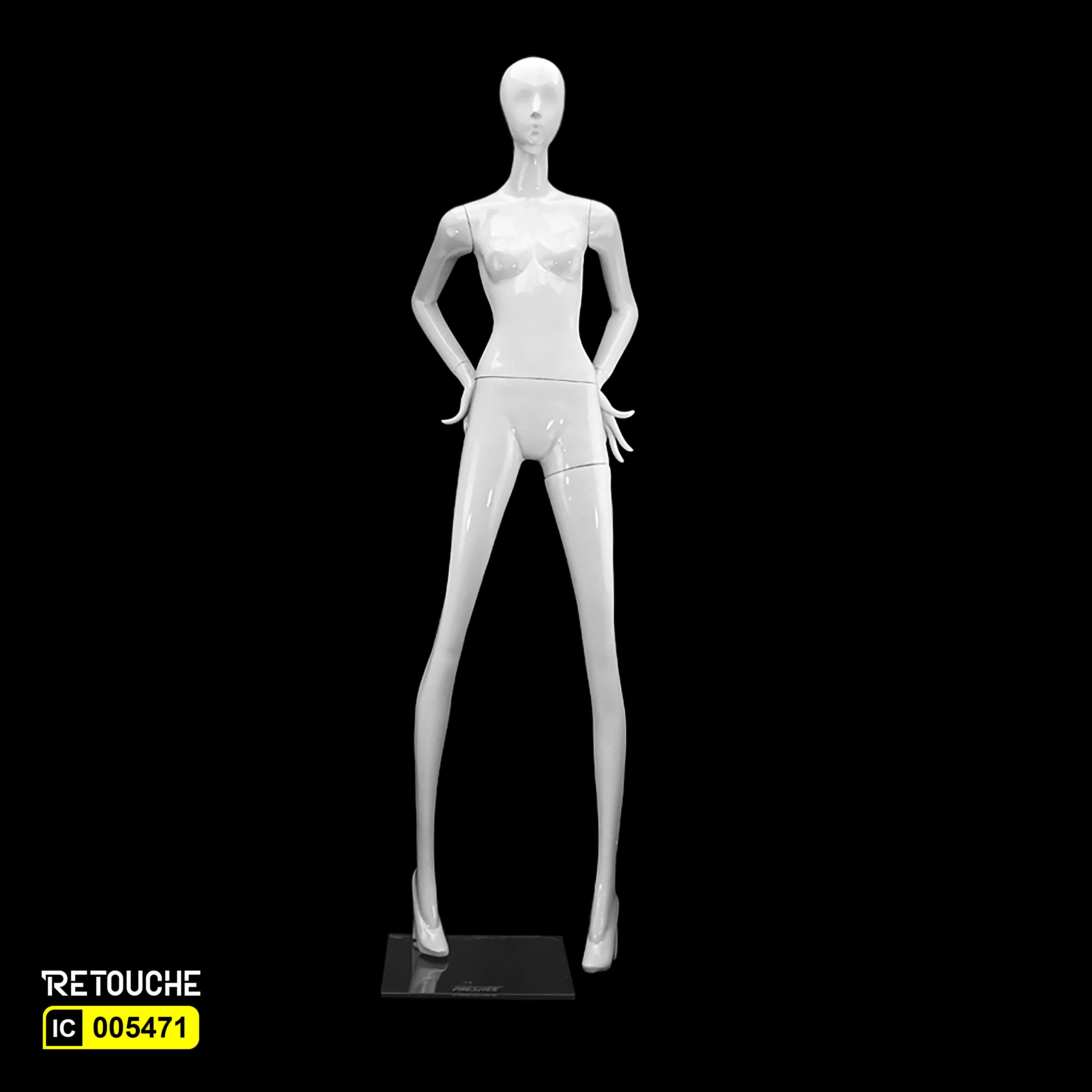 Female Mannequin, Abstract Face, Full Body, Glossy White Color
