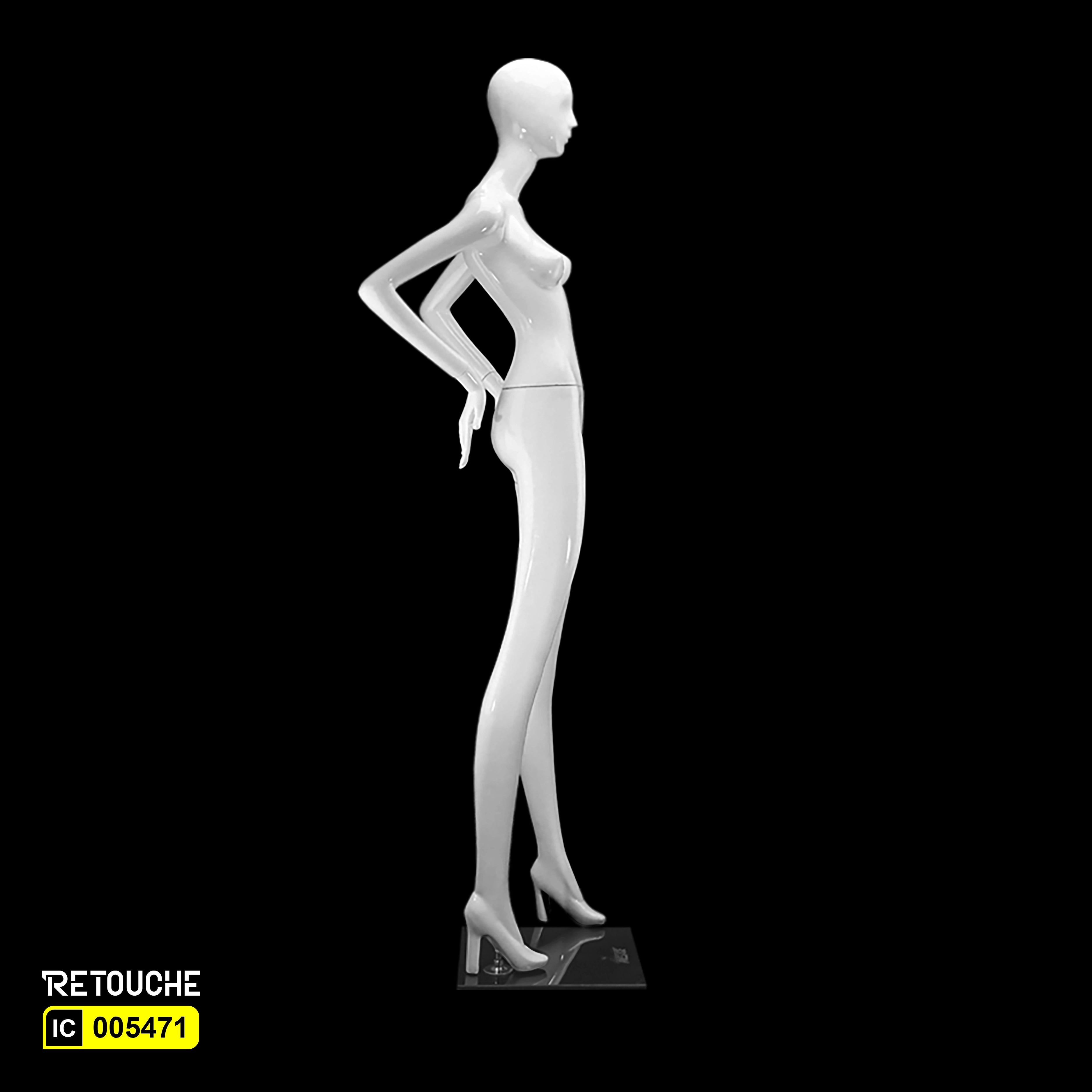 Female Mannequin, Abstract Face, Full Body, Glossy White Color